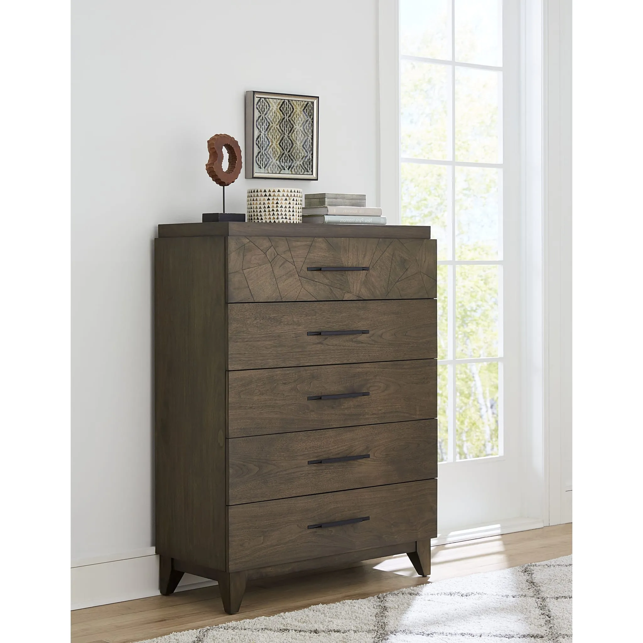 Broderick Five-Drawer Chest in Wild Oats Brown (2024) Modus