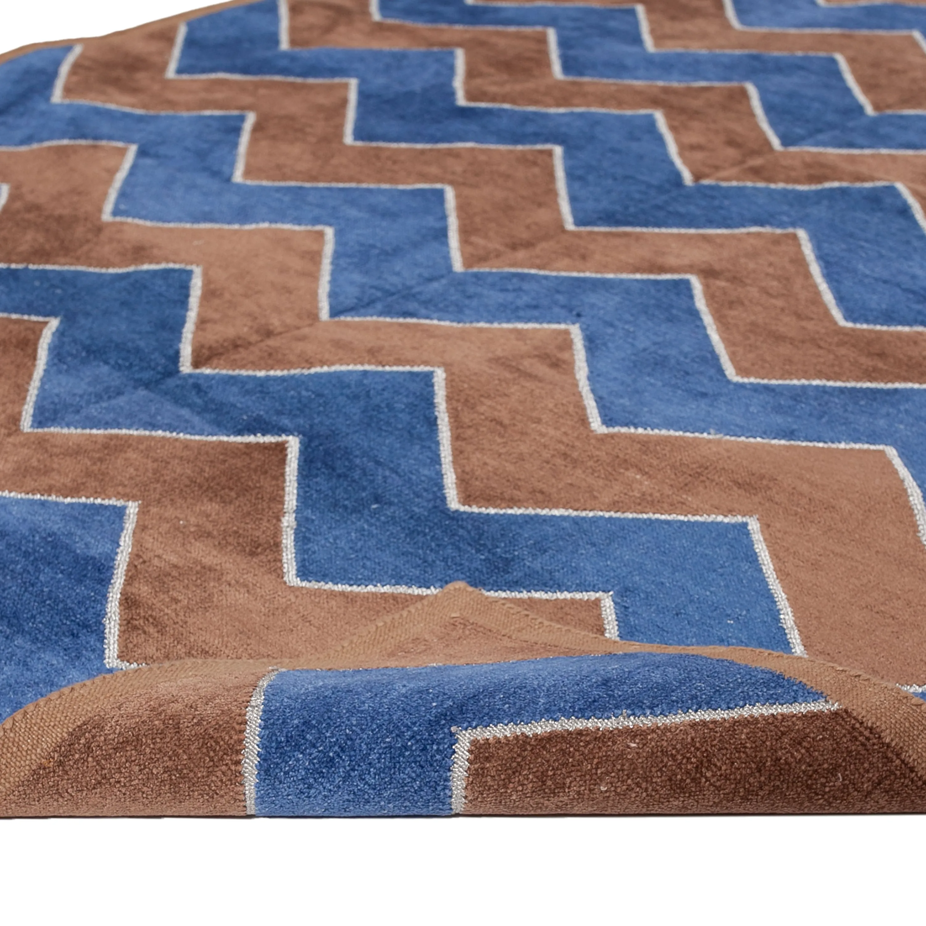 Brown & Blue Flatweave Chenille Rug - 3'6" x 5'6"