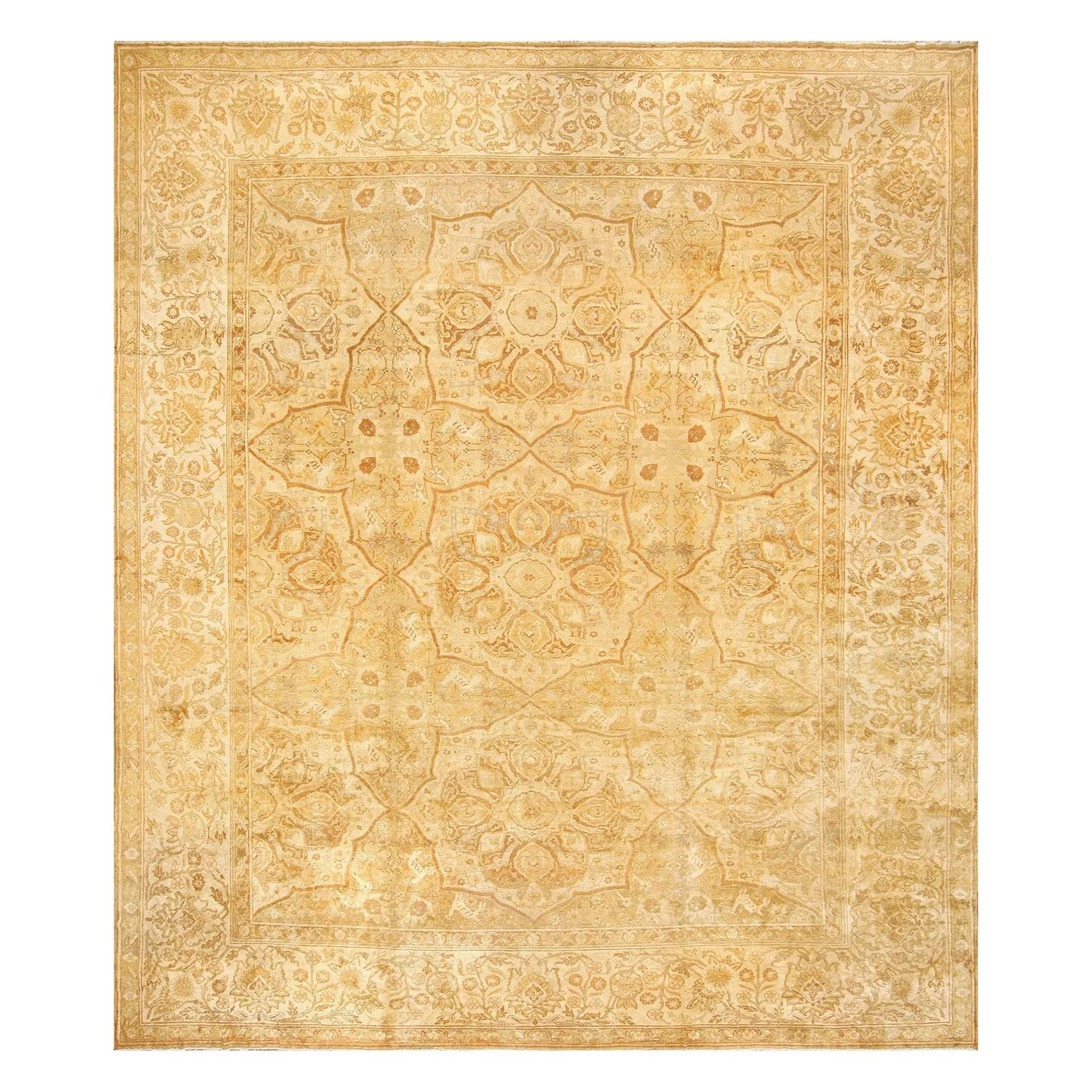 Brown Antique Indian Agra Rug - 16' x 19'6"