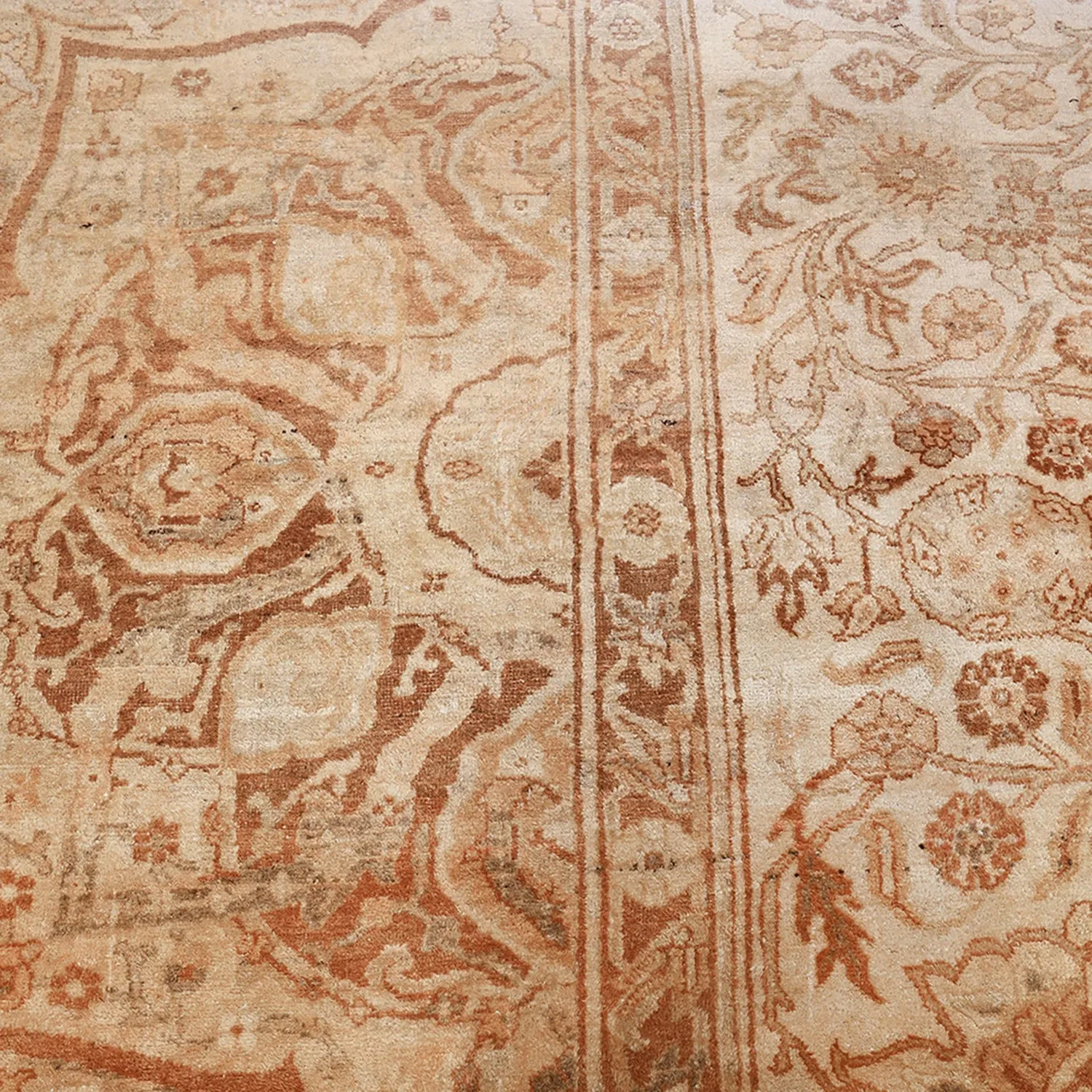 Brown Antique Indian Agra Rug - 16' x 19'6"