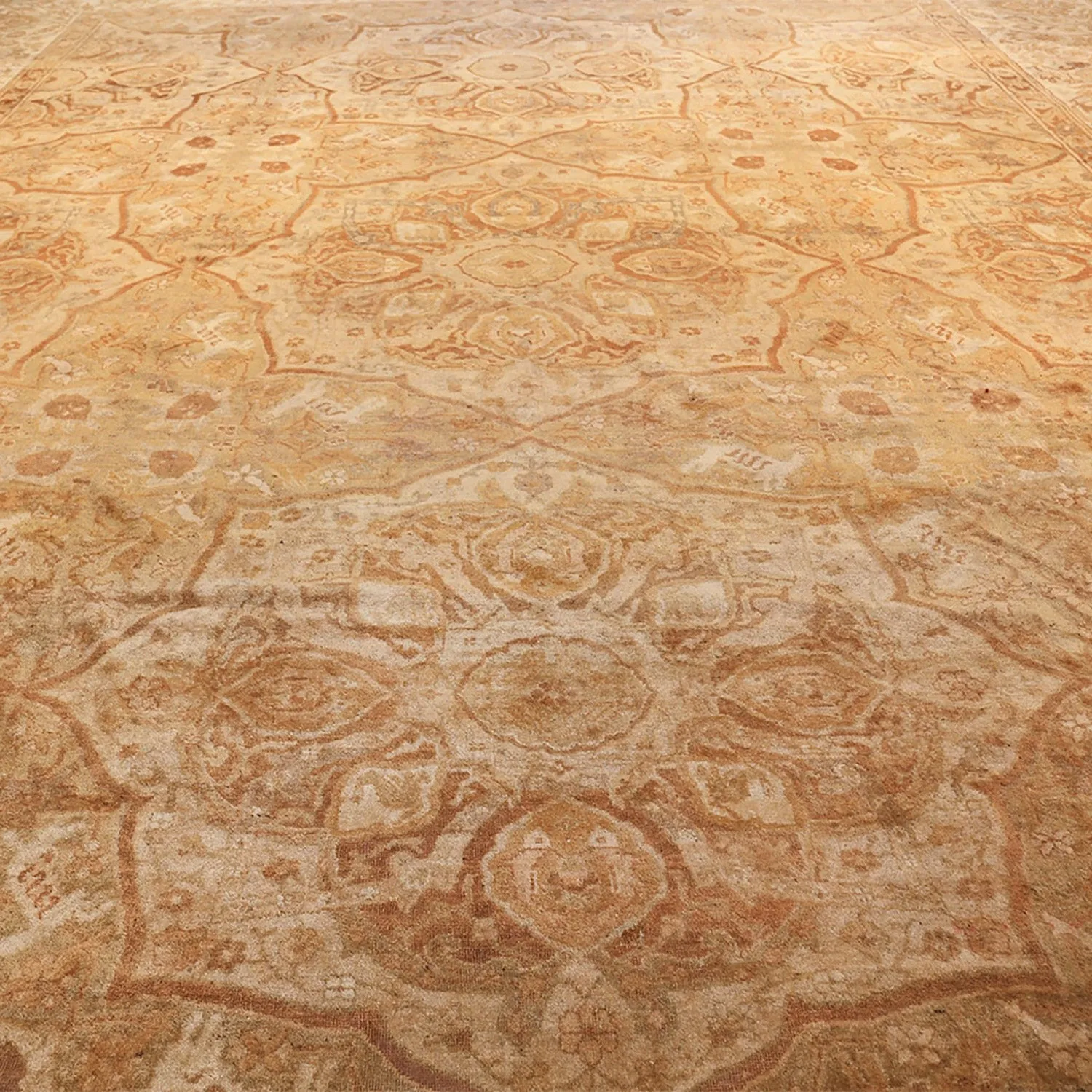 Brown Antique Indian Agra Rug - 16' x 19'6"