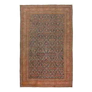 Brown Antique Persian Mahal Rug - 10'6" x 16'