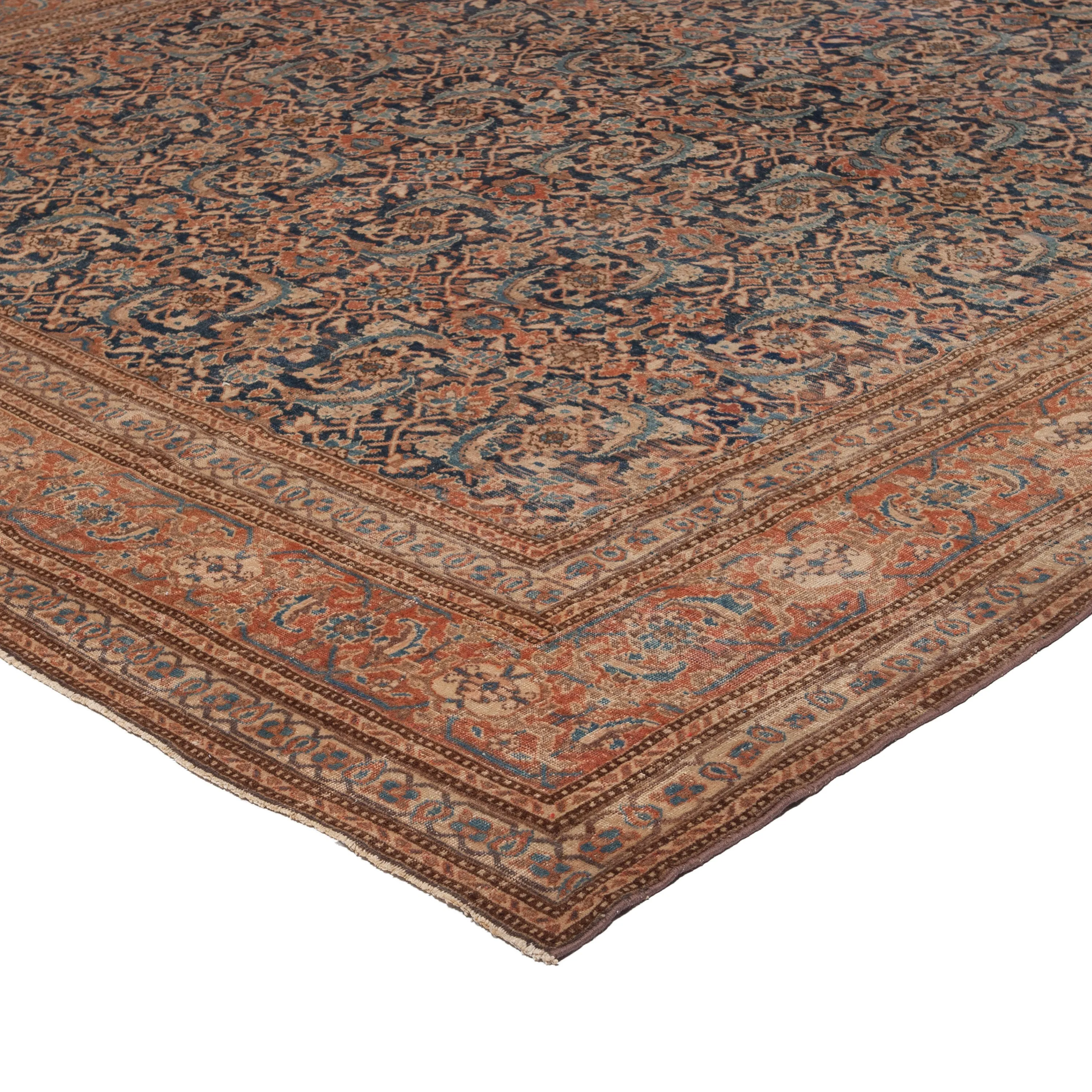 Brown Antique Persian Mahal Rug - 10'6" x 16'