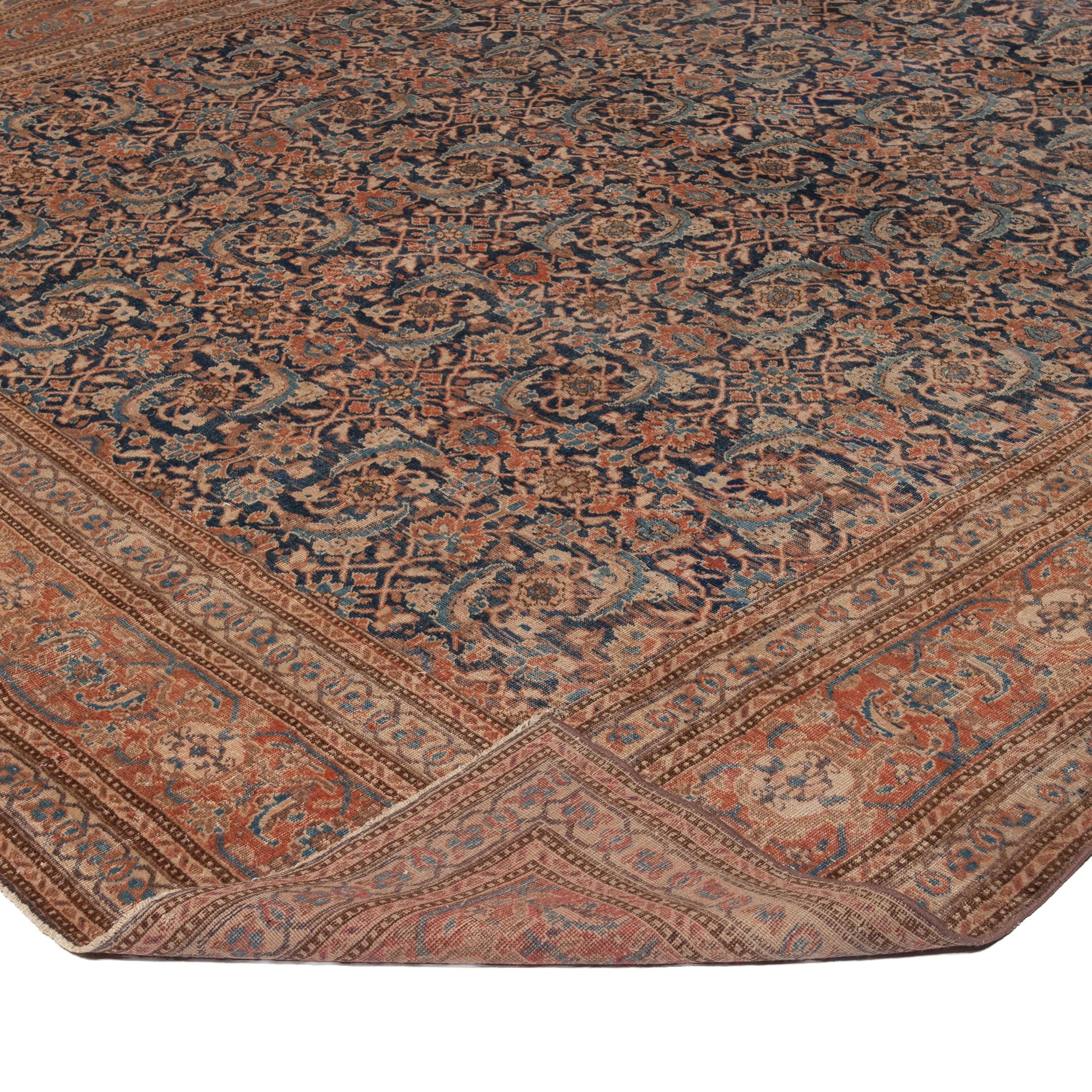 Brown Antique Persian Mahal Rug - 10'6" x 16'