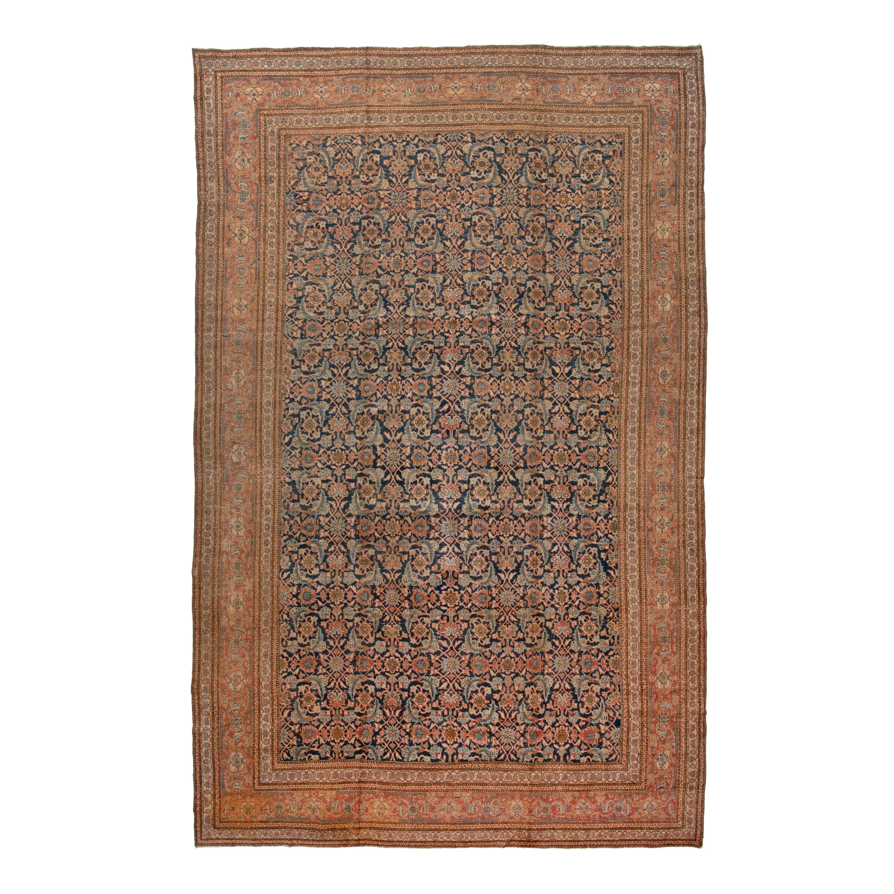 Brown Antique Persian Mahal Rug - 10'6" x 16'