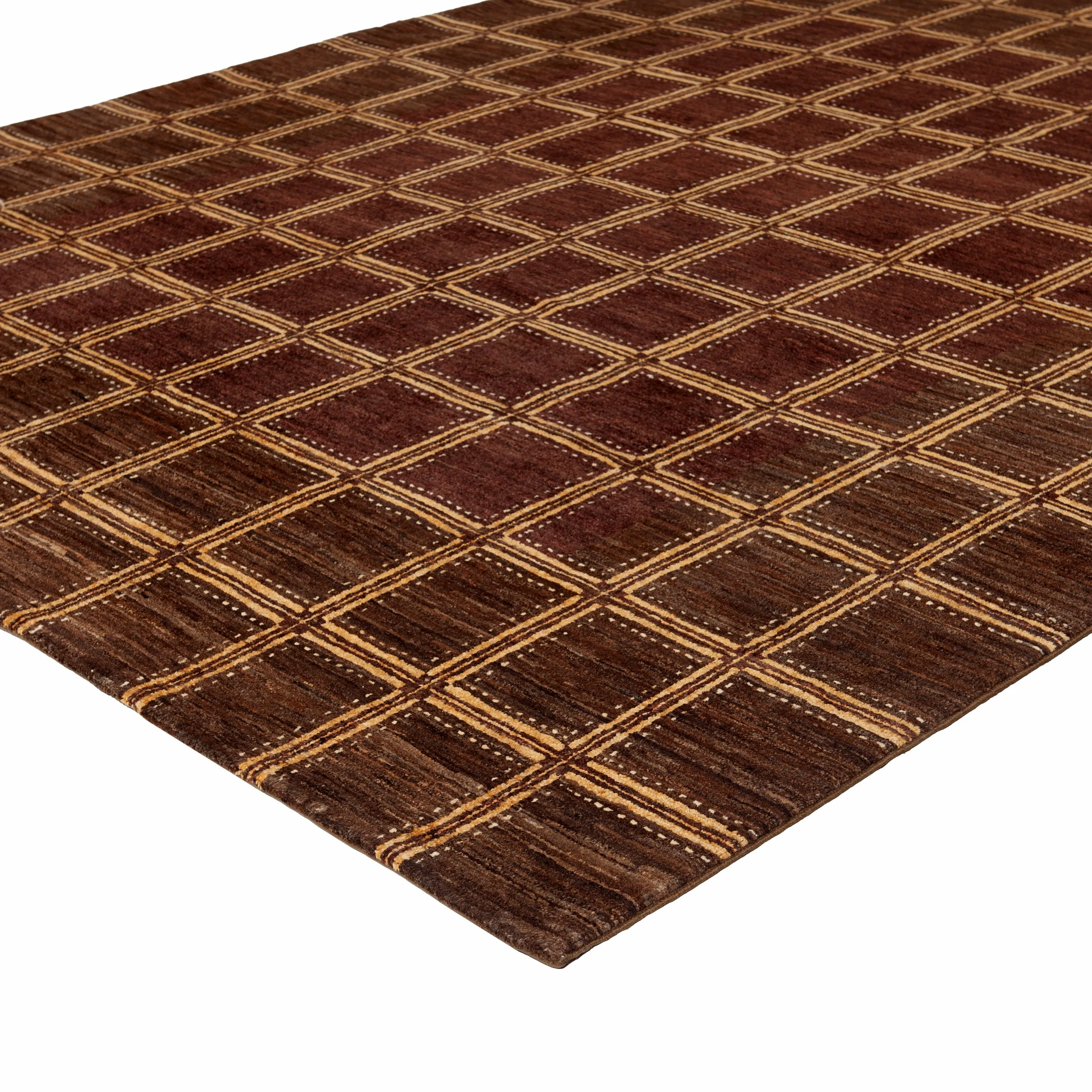 Brown Contemporary Wool Rug - 7'10" x 9'3"