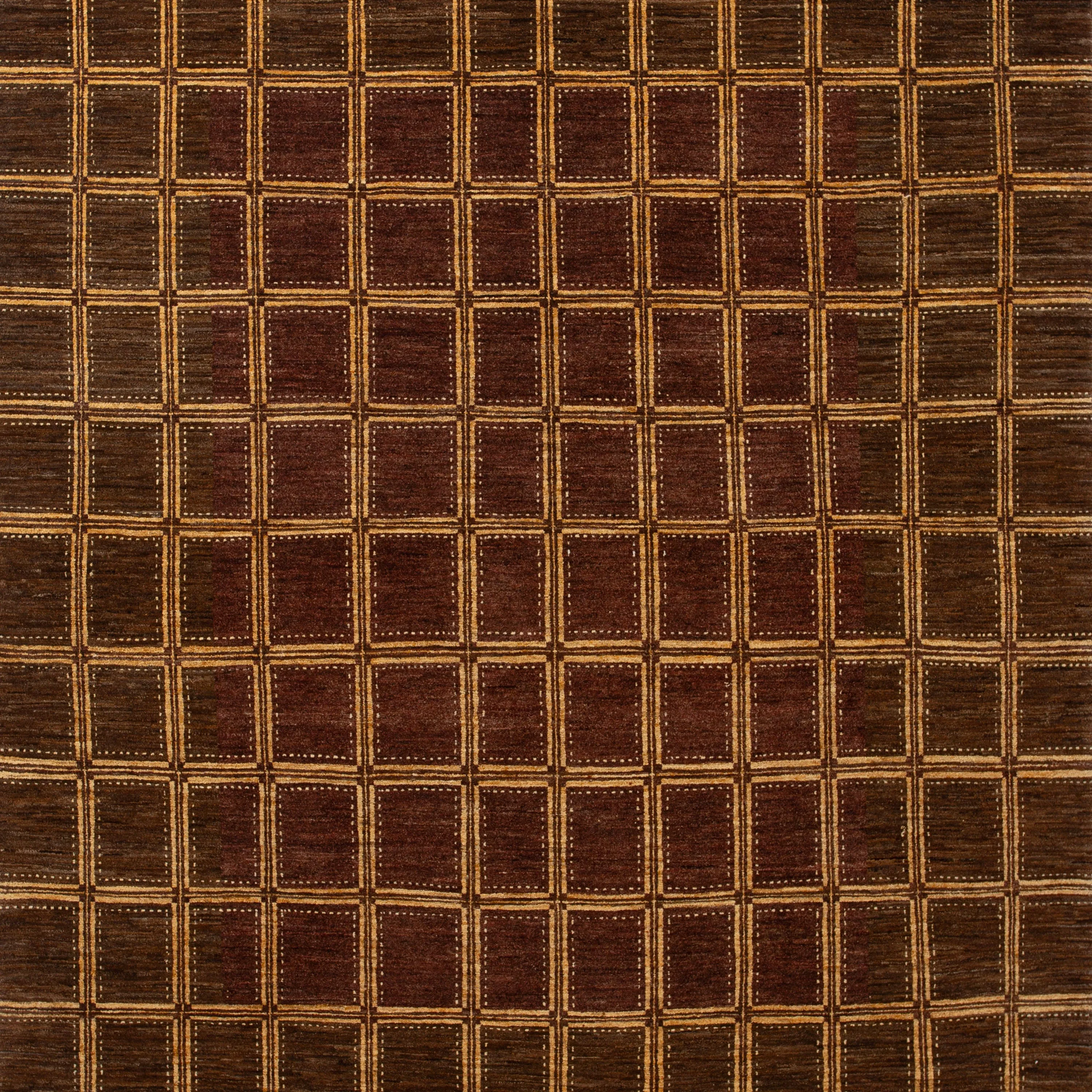 Brown Contemporary Wool Rug - 7'10" x 9'3"