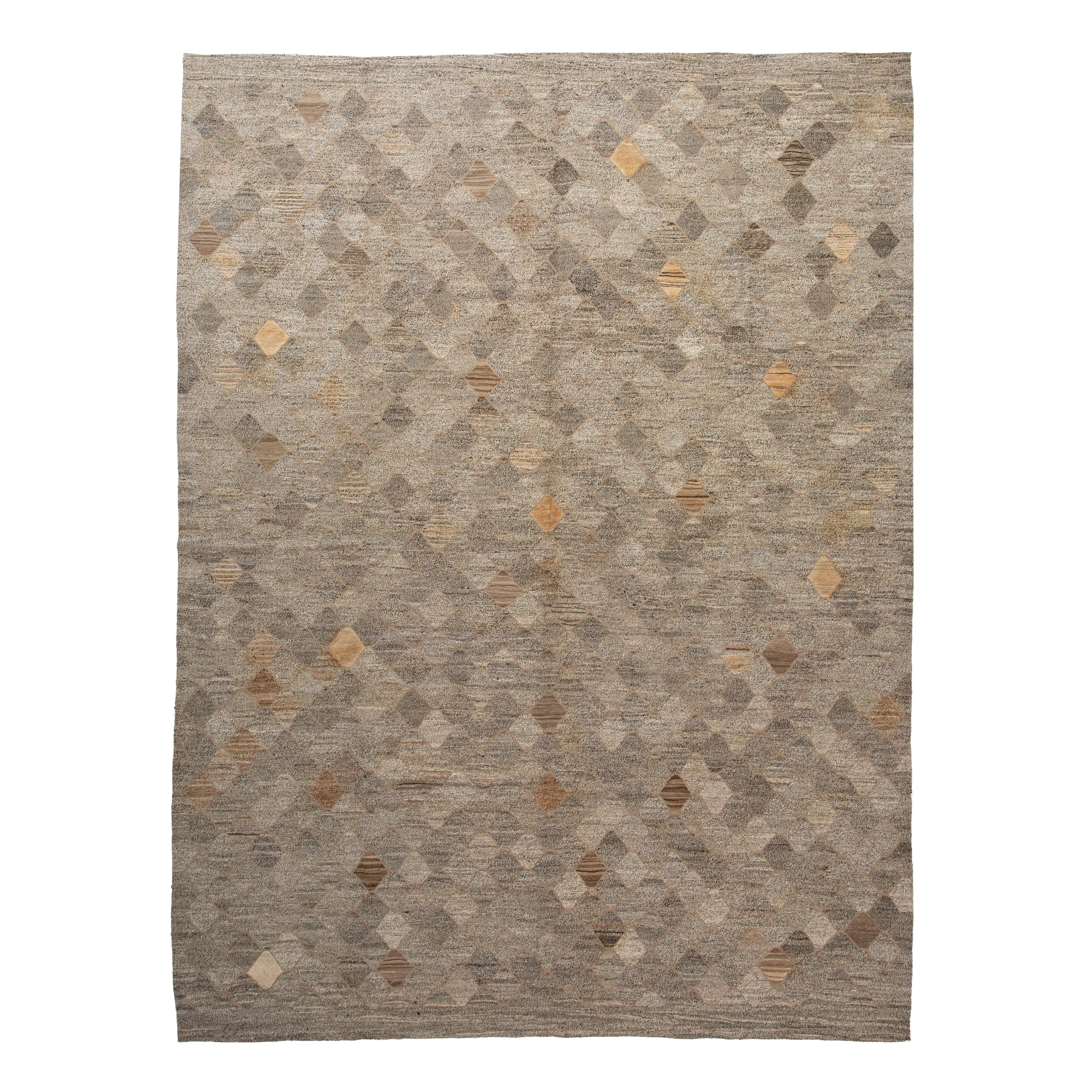 Brown Flatweave Wool Persian Rug - 9'7" x 12'9"
