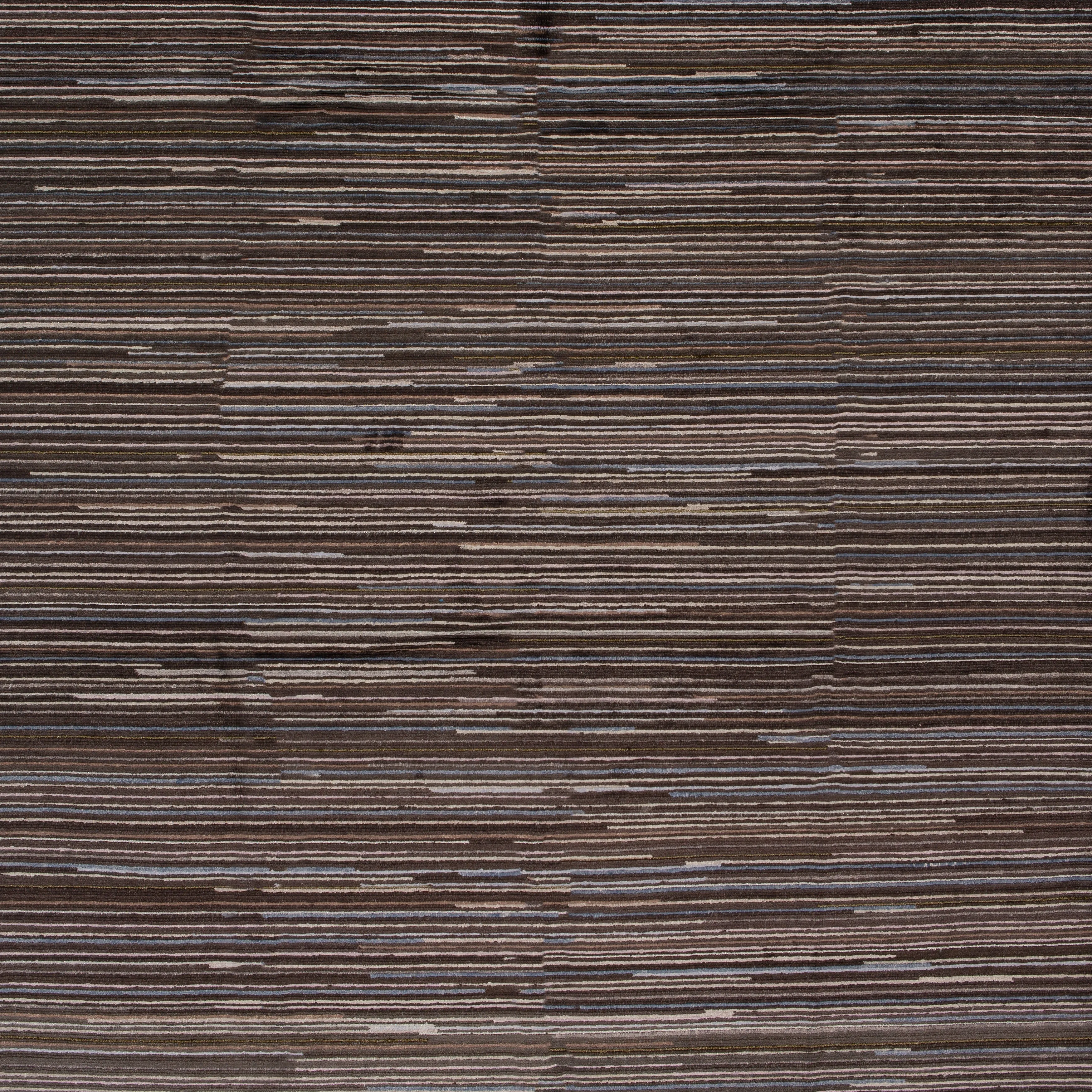 Brown Modern Wool Blend Rug - 9' x 12'3"