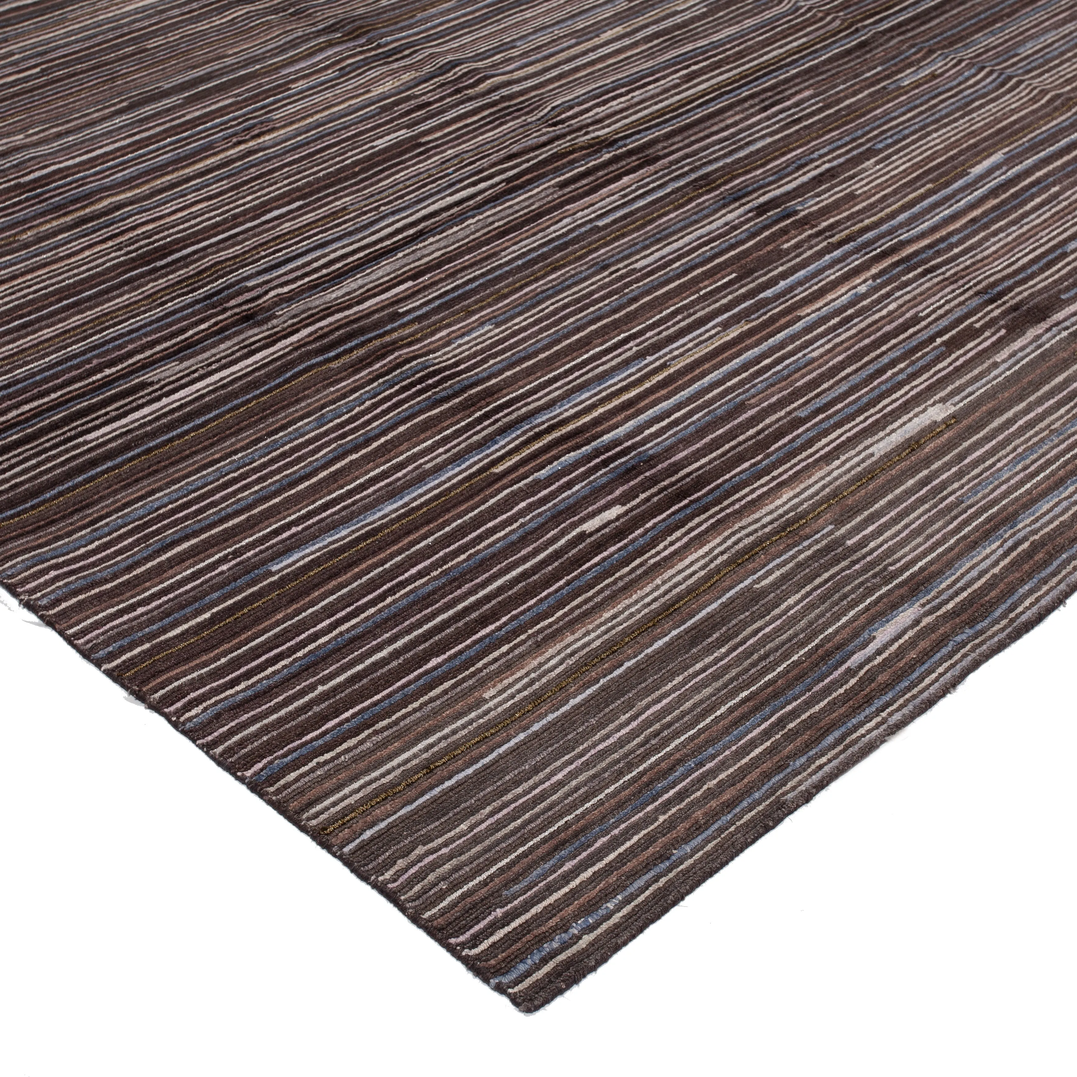 Brown Modern Wool Blend Rug - 9' x 12'3"