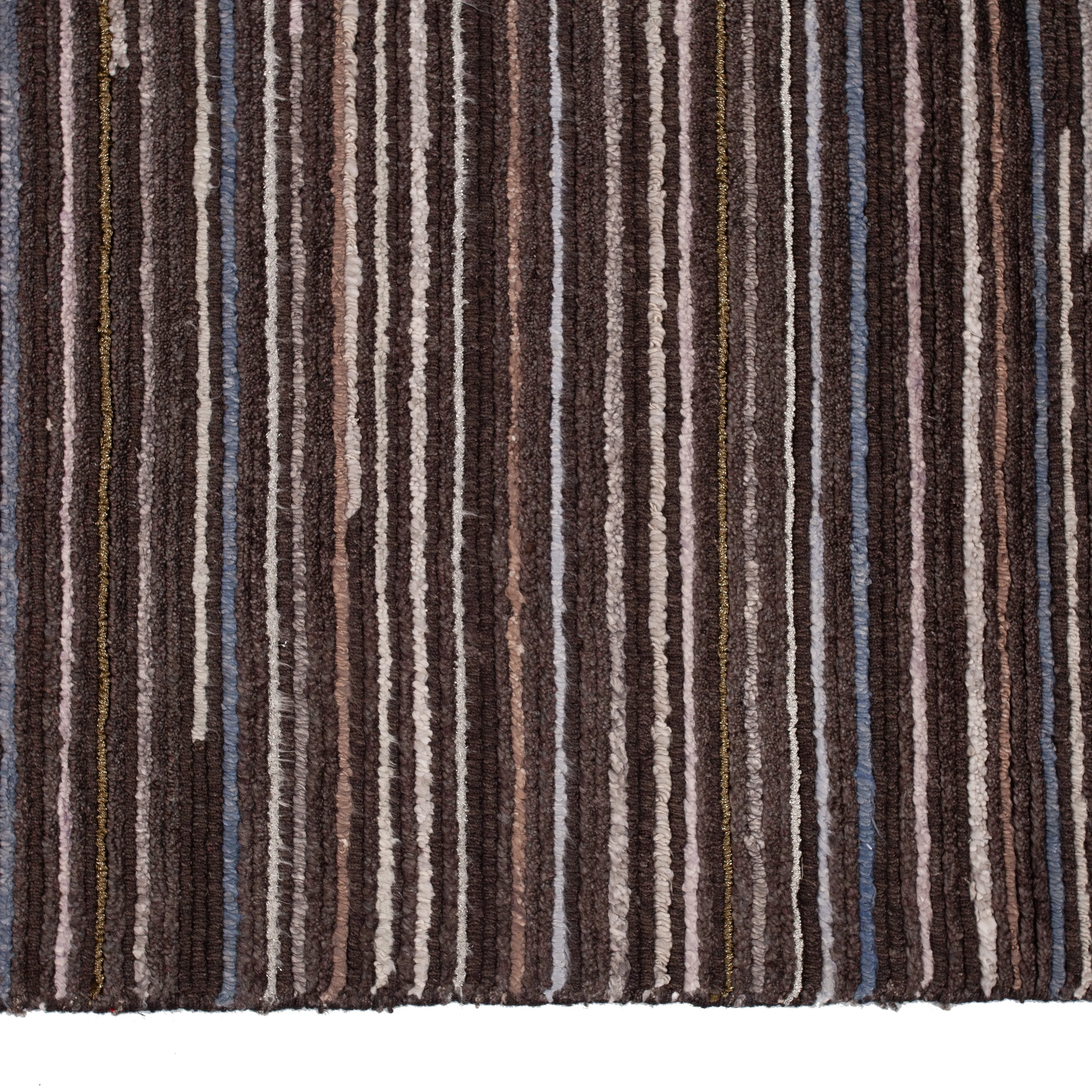 Brown Modern Wool Blend Rug - 9' x 12'3"