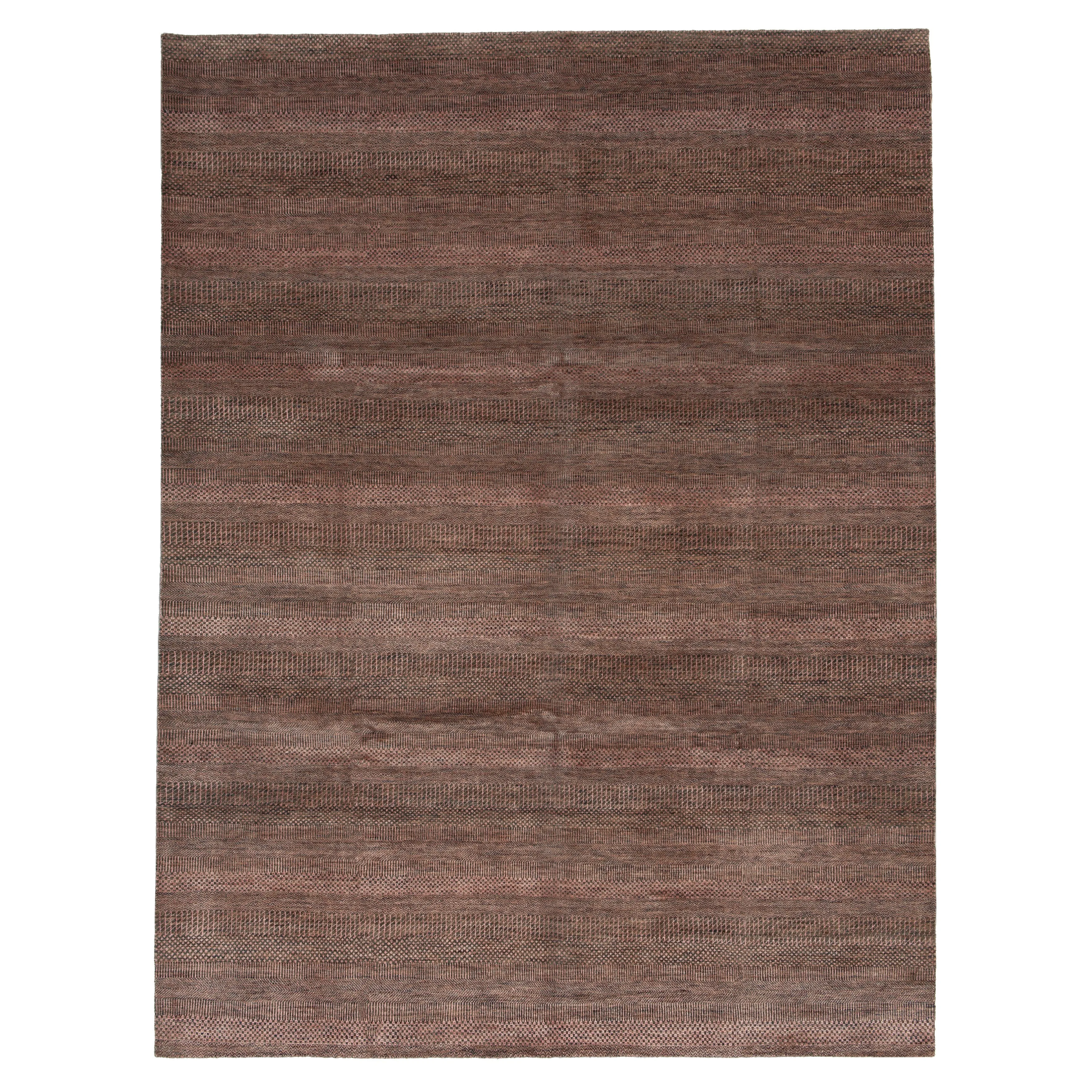 Brown Modern Wool Blend Rug - 9'4" x 12'2"