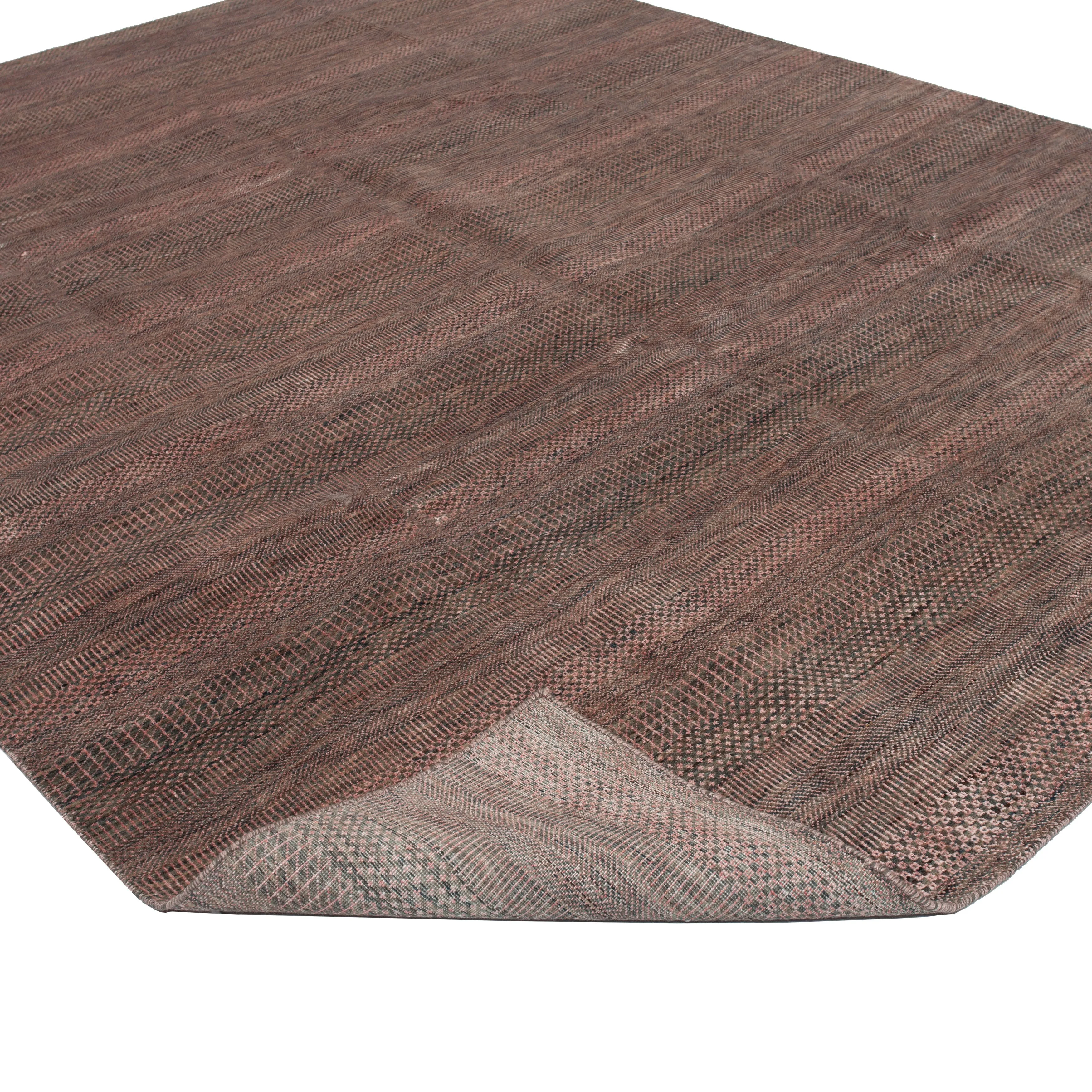 Brown Modern Wool Blend Rug - 9'4" x 12'2"