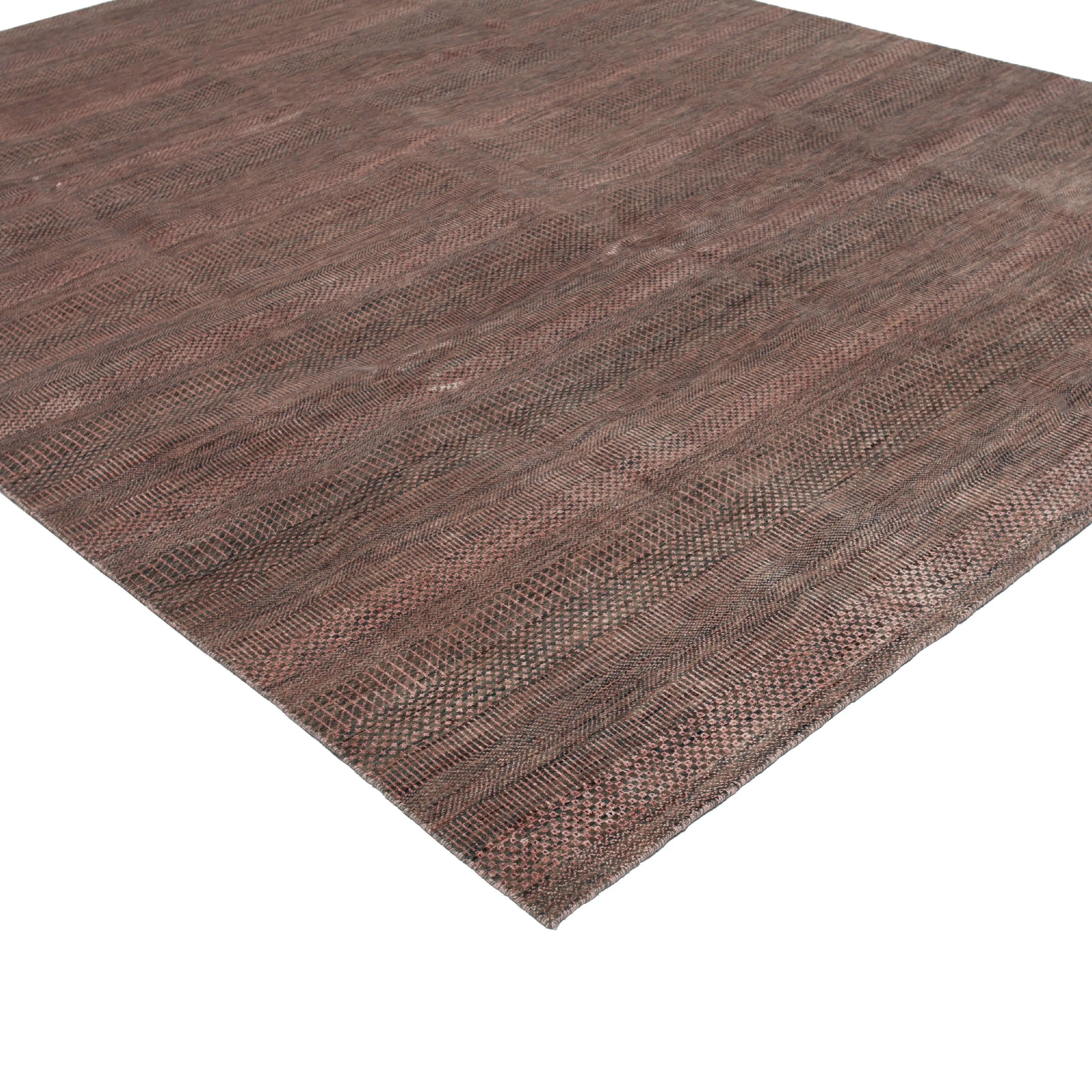 Brown Modern Wool Blend Rug - 9'4" x 12'2"