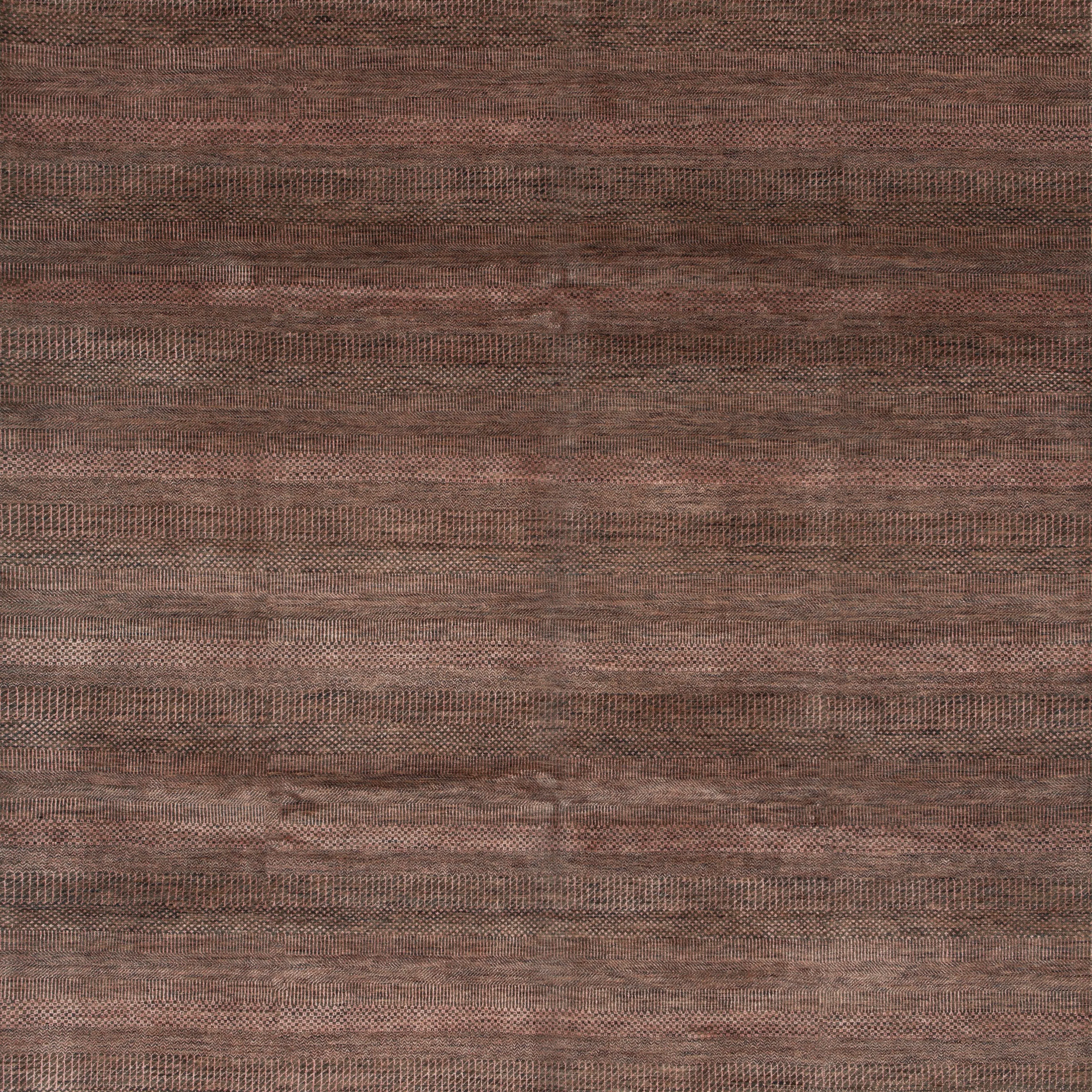 Brown Modern Wool Blend Rug - 9'4" x 12'2"