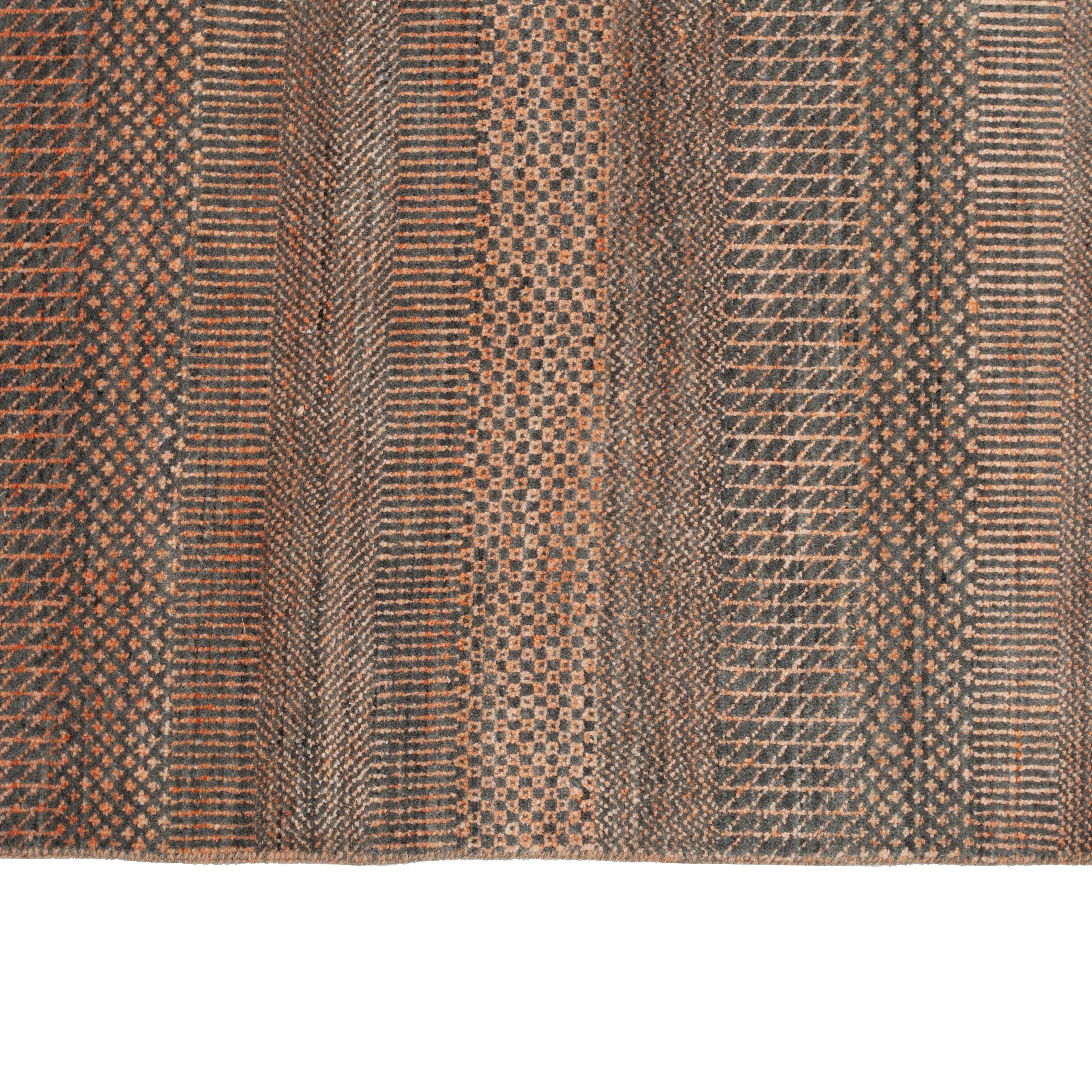 Brown Modern Wool Rug - 9' x 11'10"