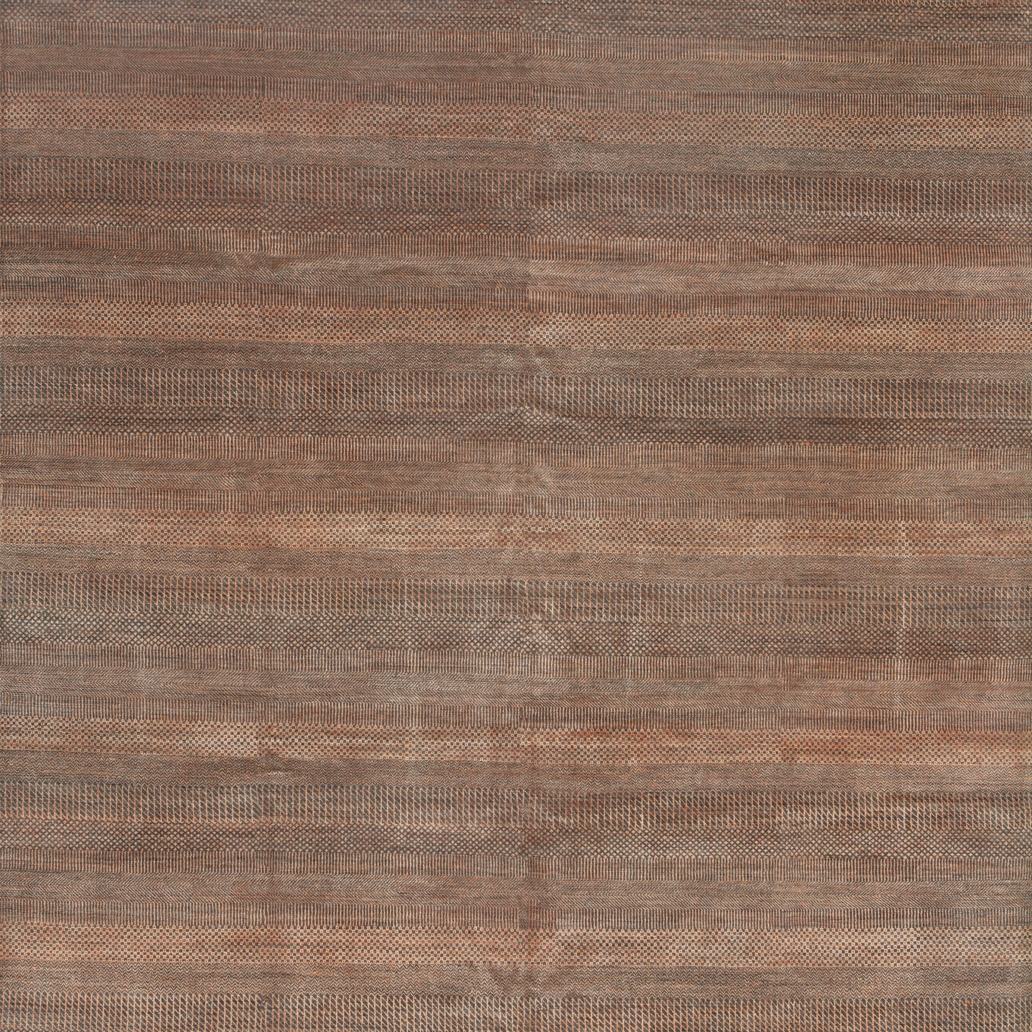 Brown Modern Wool Rug - 9' x 11'10"