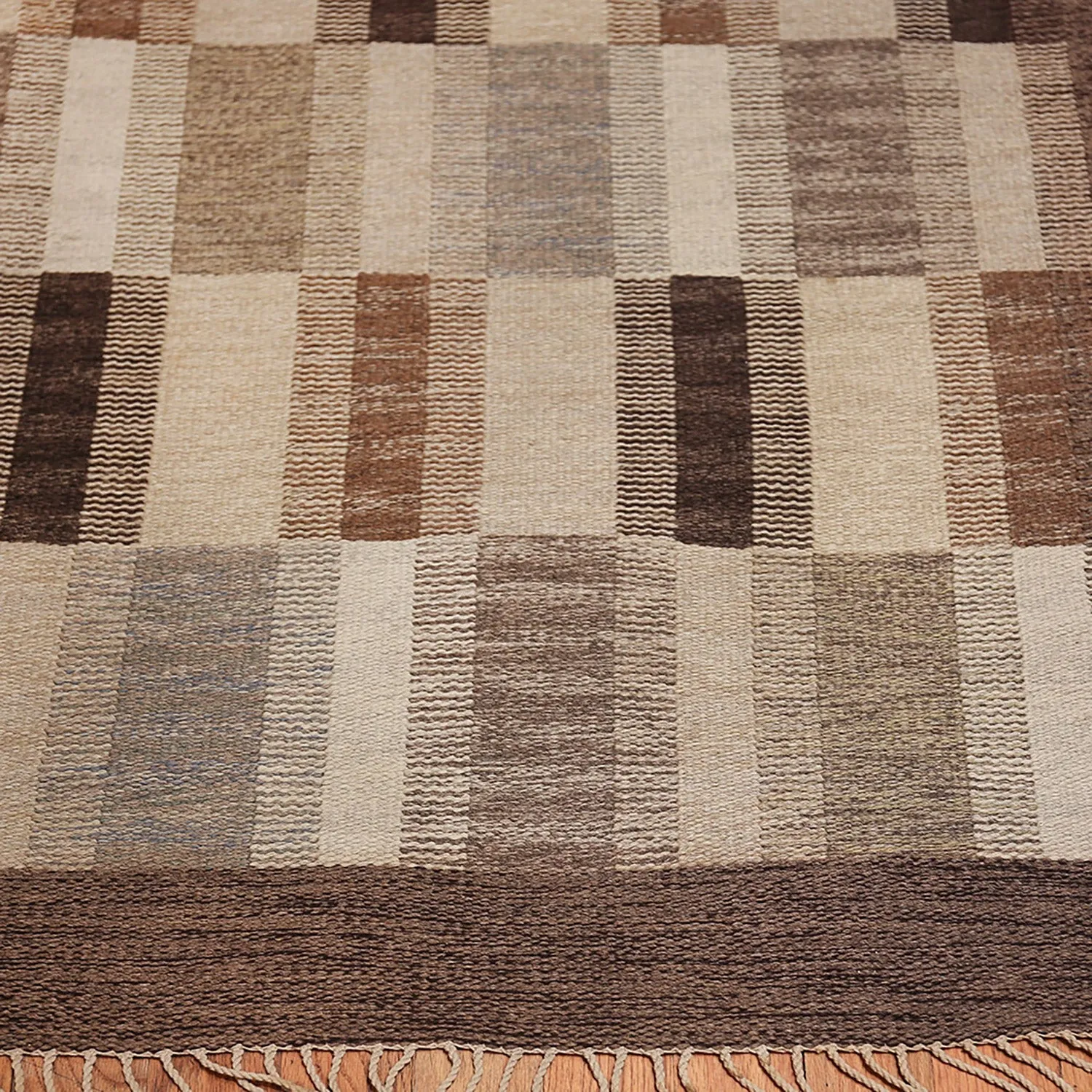 Brown Vintage Scandinavian Brita Grahn Kilim Rug - 11'8" x 28'10"