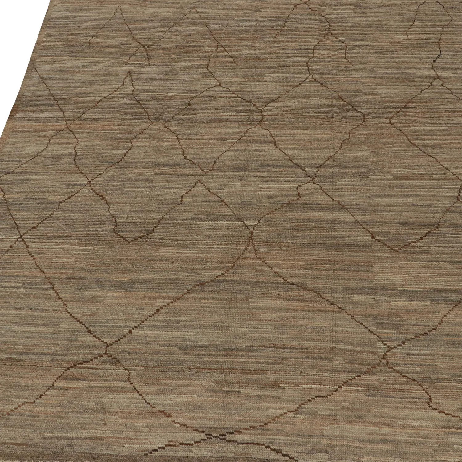Brown Zameen Moroccan Wool Rug - 8'3" x 9'8"