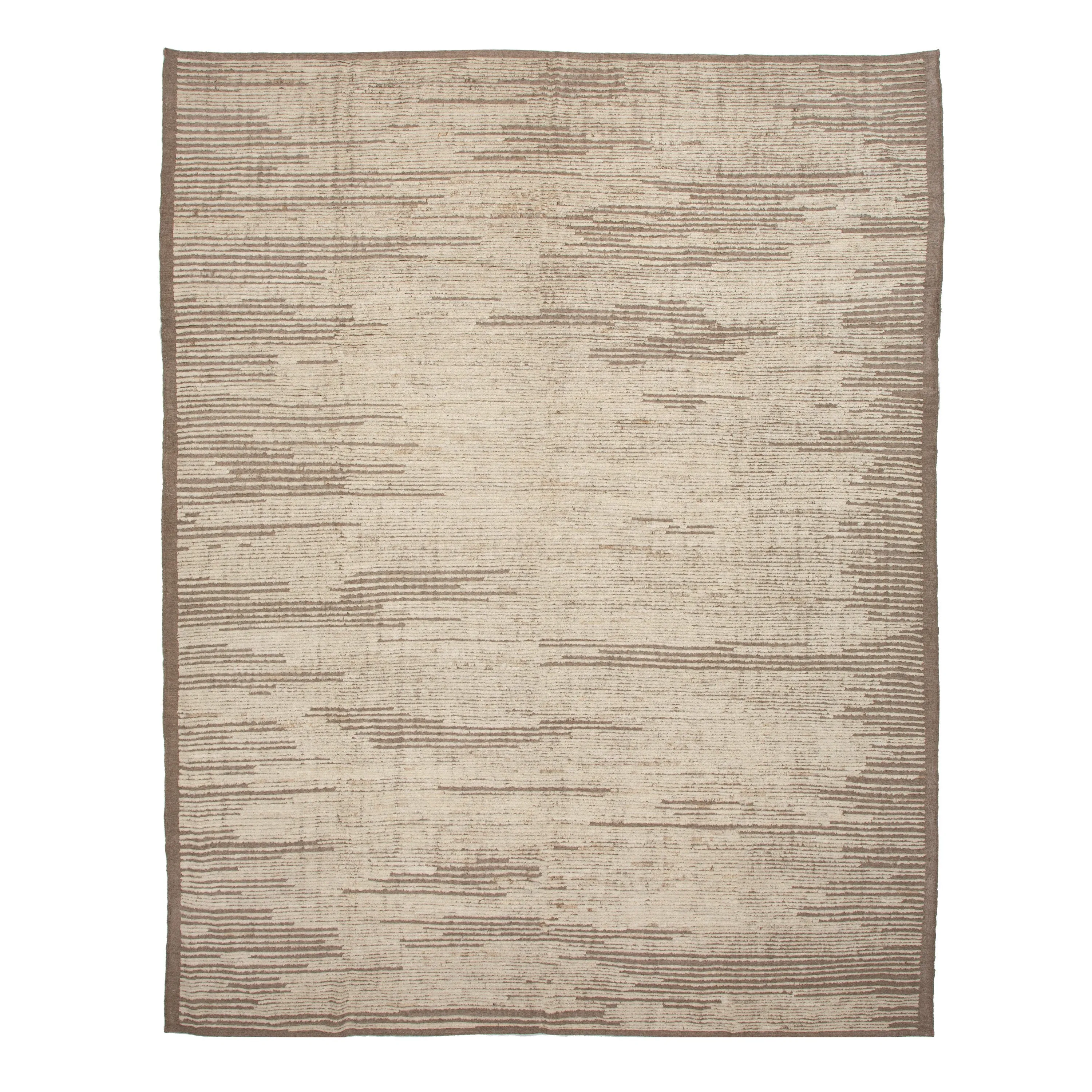 Brown Zameen Transitional Wool Rug - 12'11" x 16'