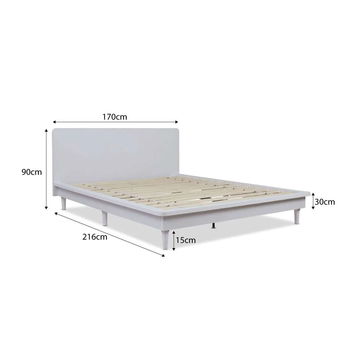 Carson Queen Bed - White Mocka