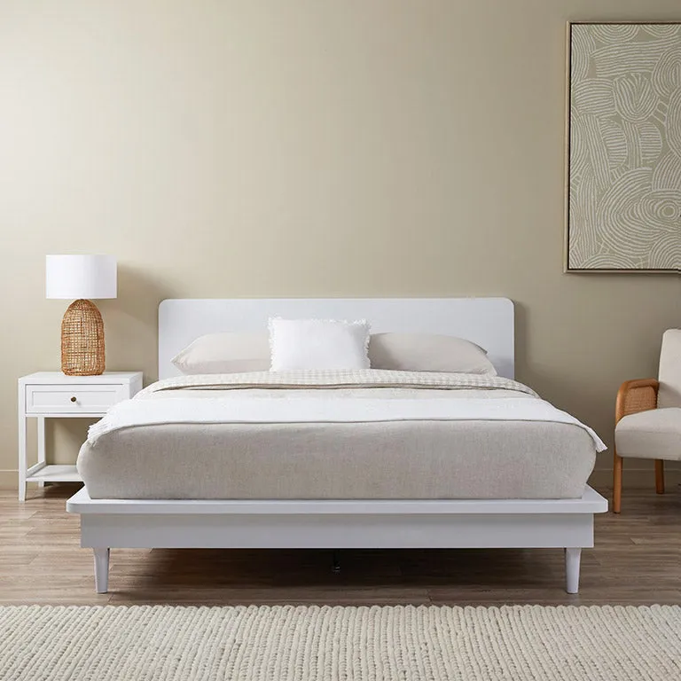 Carson Queen Bed - White Mocka