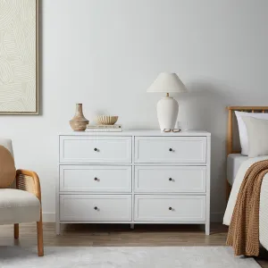 Cove Six Drawer - White Mocka