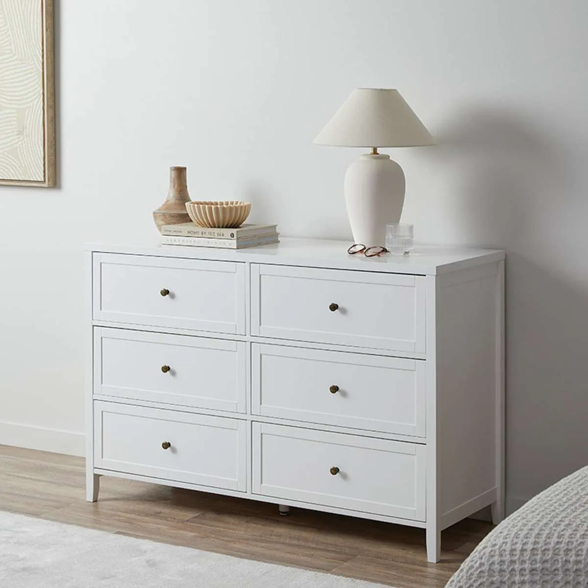 Cove Six Drawer - White Mocka