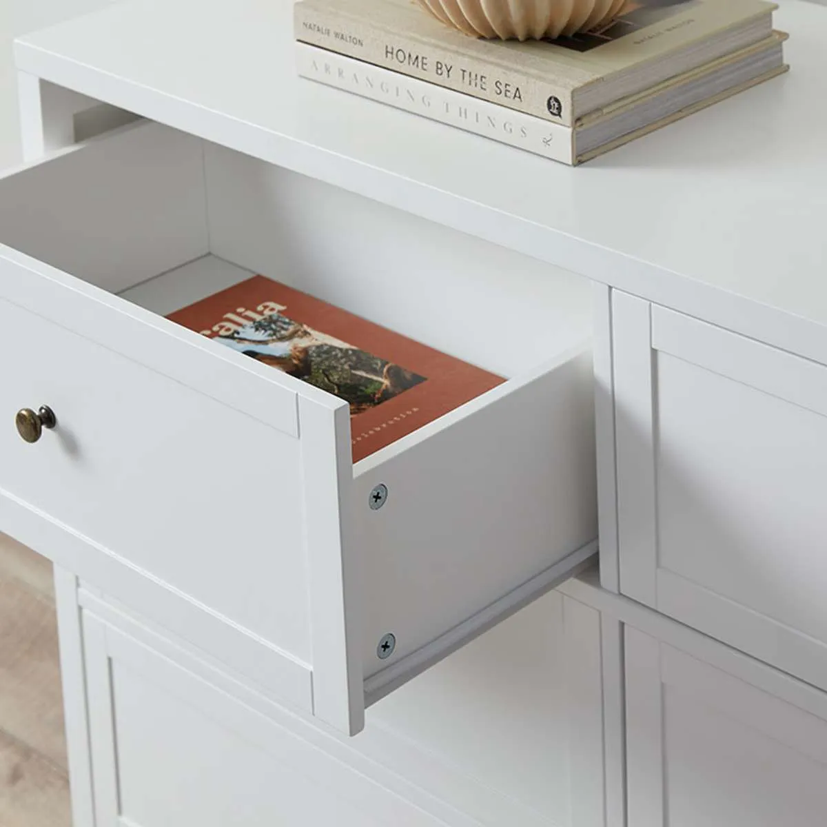 Cove Six Drawer - White Mocka