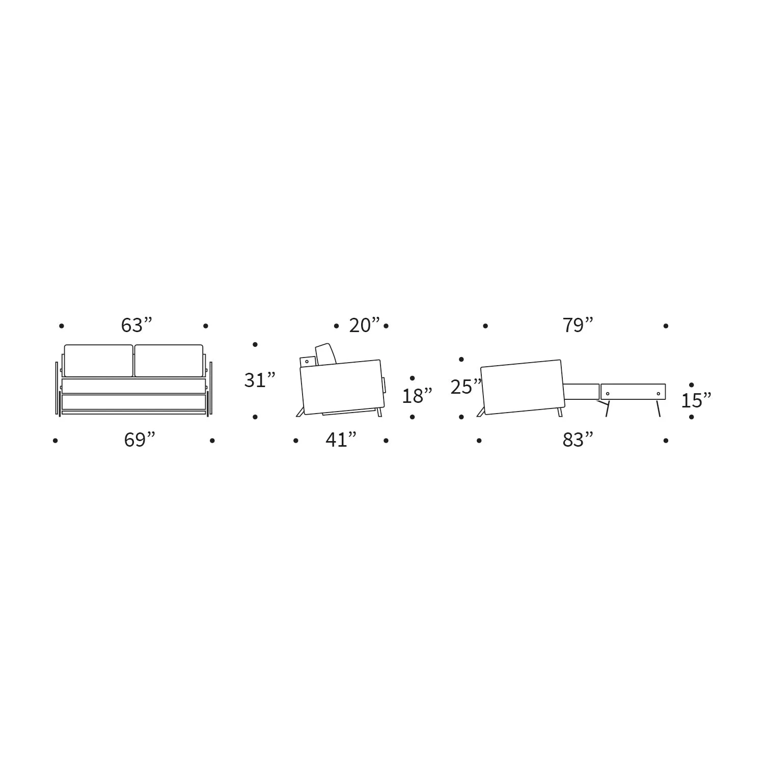 Cubed 2-Seater Sofa Bed