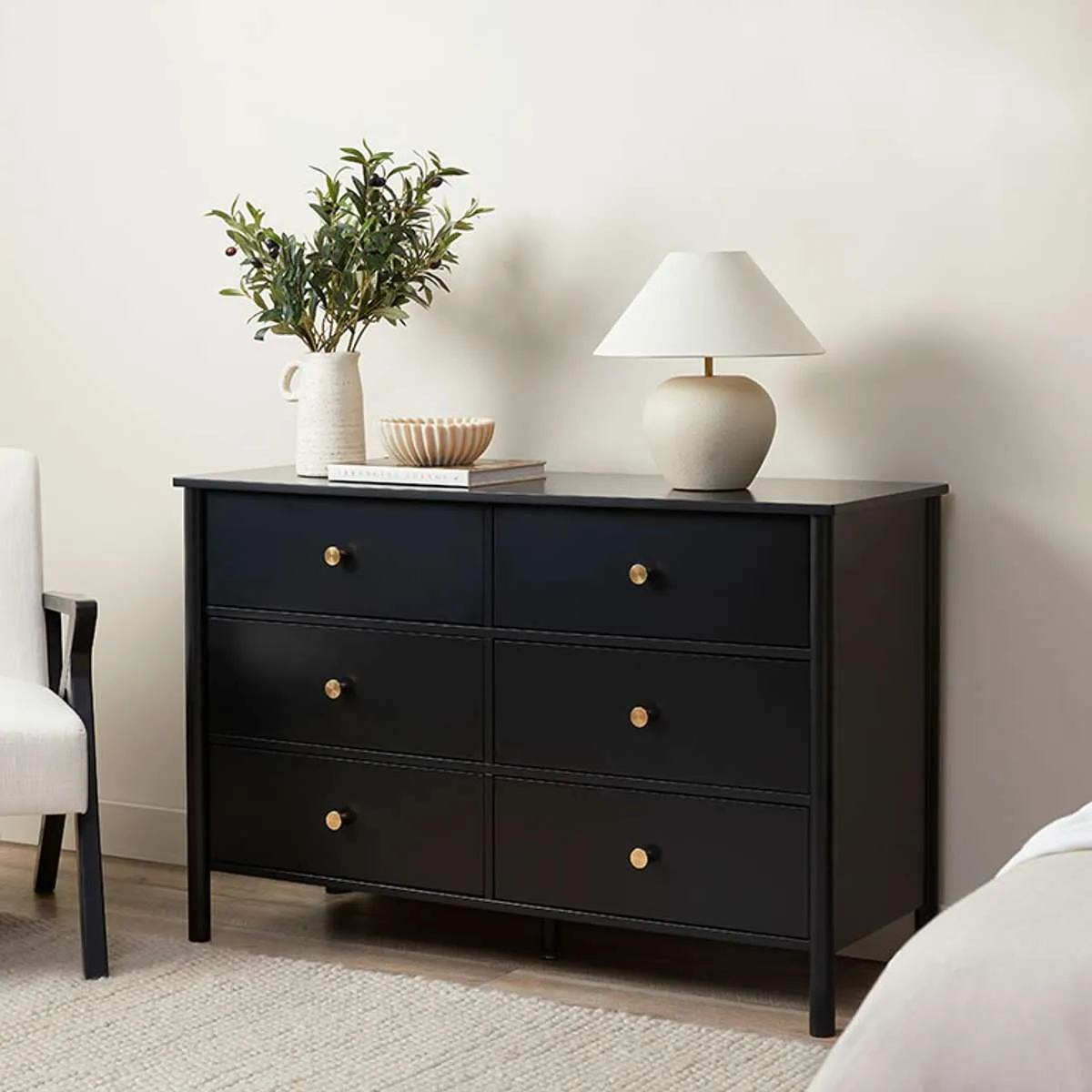Delaney Six Drawer - Black Mocka