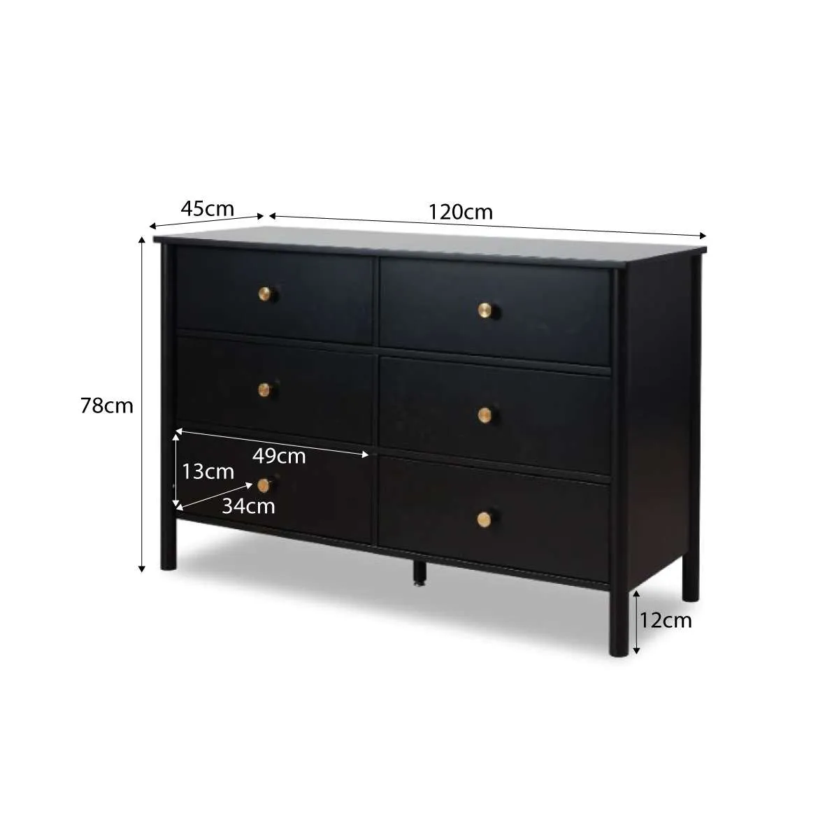 Delaney Six Drawer - Black Mocka