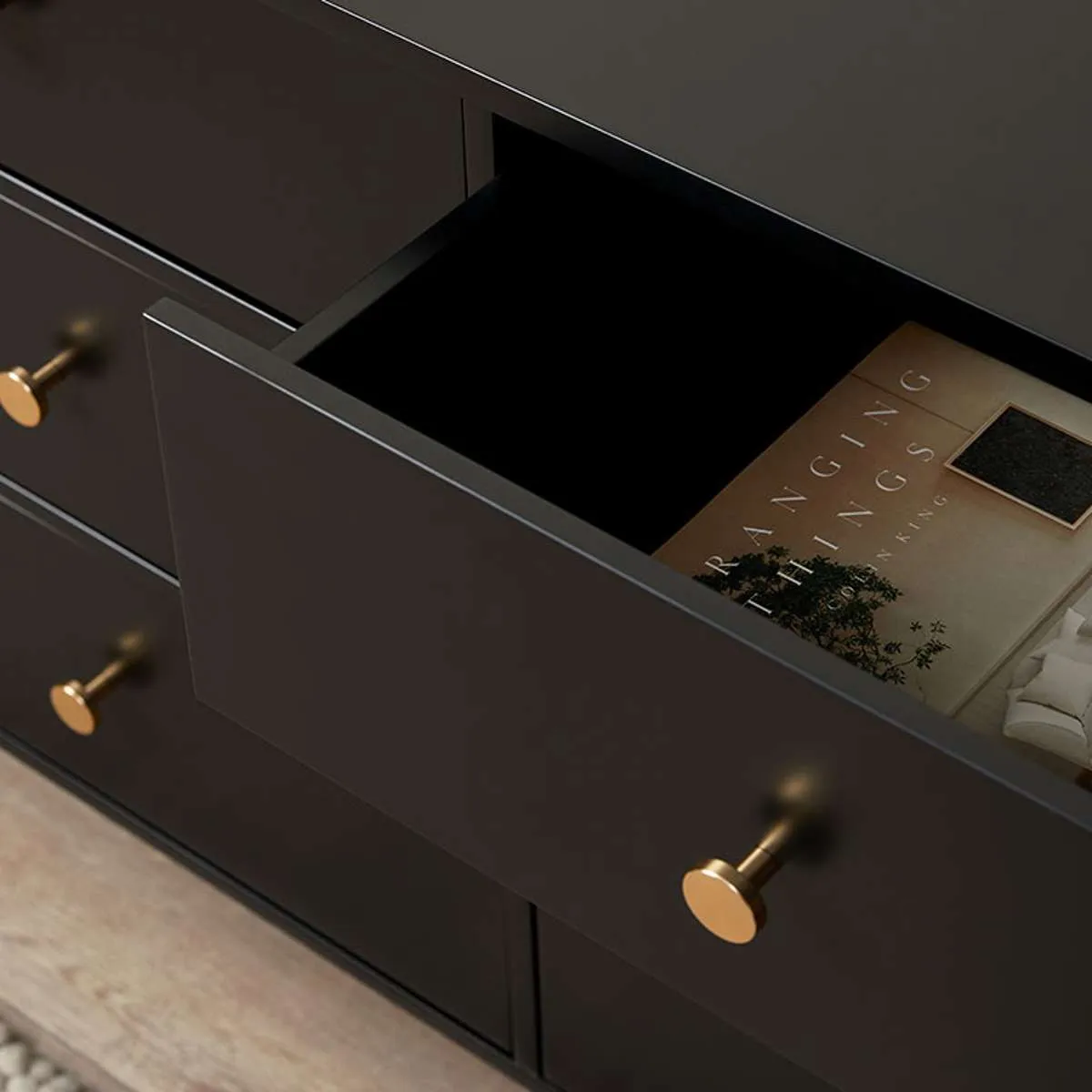 Delaney Six Drawer - Black Mocka