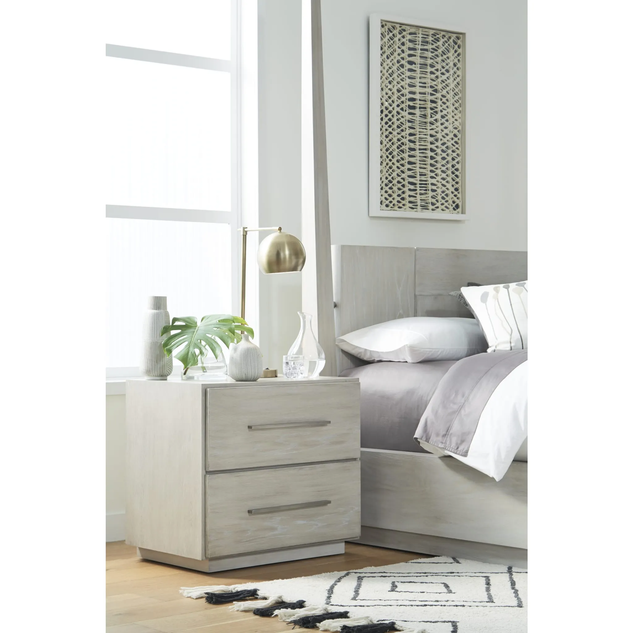 Destination Two Drawer Nightstand in Cotton Grey Modus