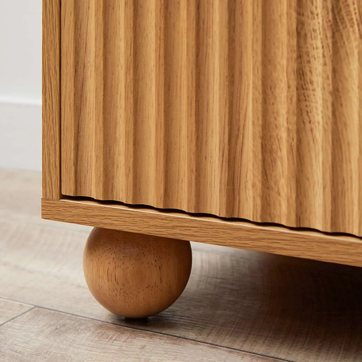 Deven Ball Feet Bedside Table - Natural Mocka