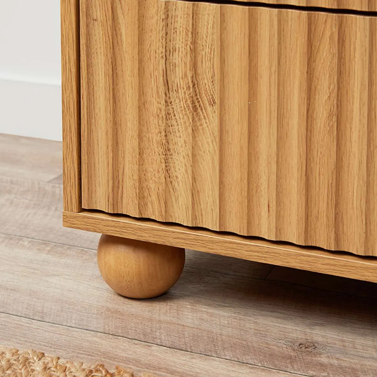 Deven Ball Feet Six Drawer - Natural Mocka