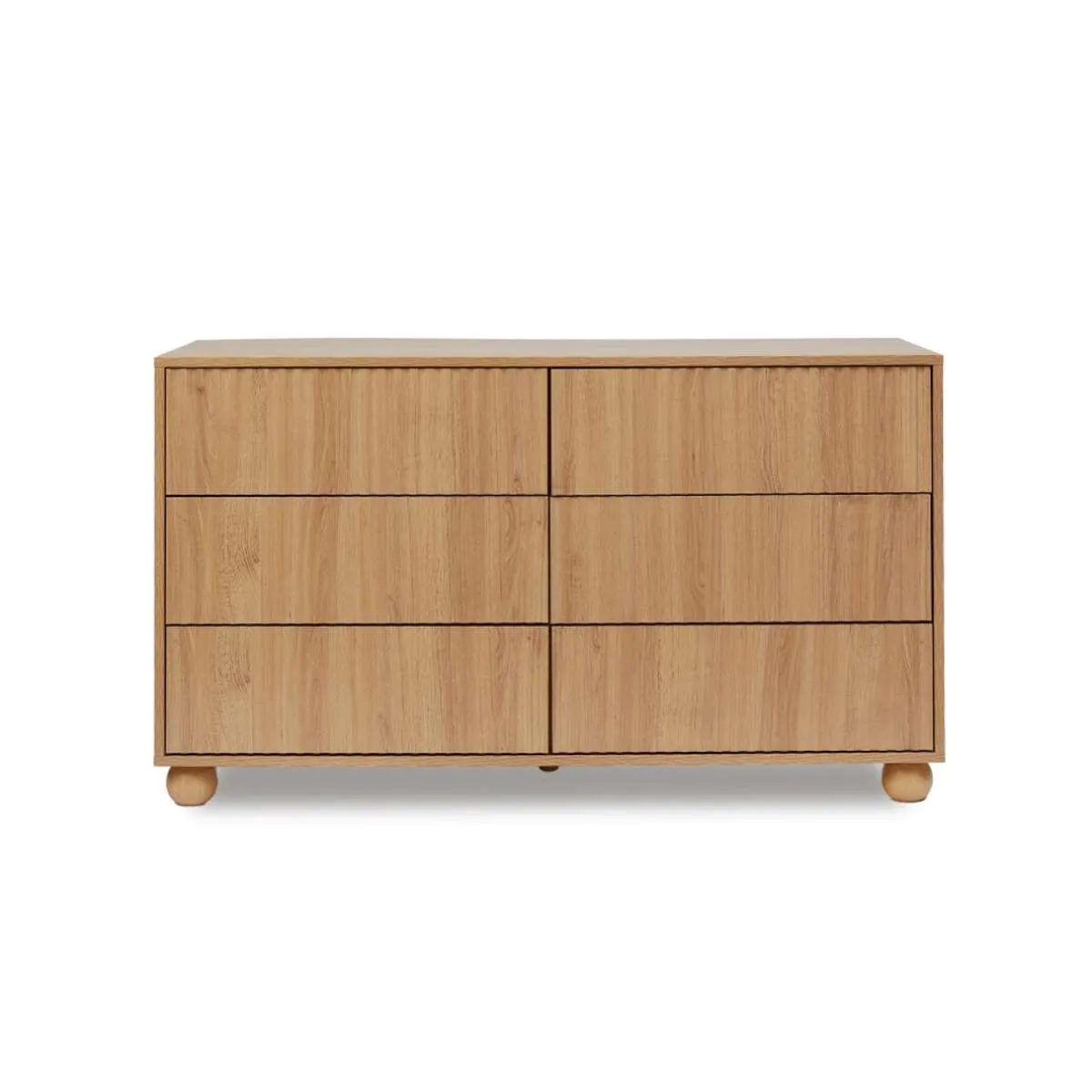 Deven Ball Feet Six Drawer - Natural Mocka