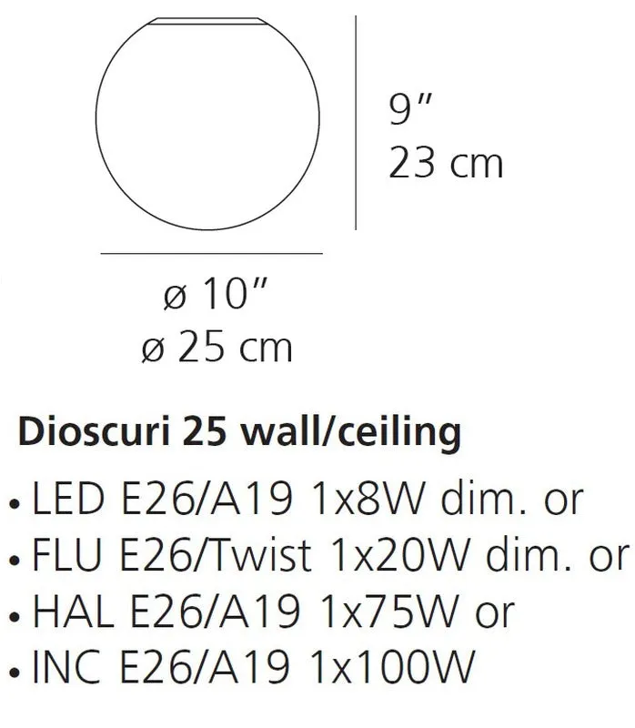 Dioscuri Wall/Ceiling Light