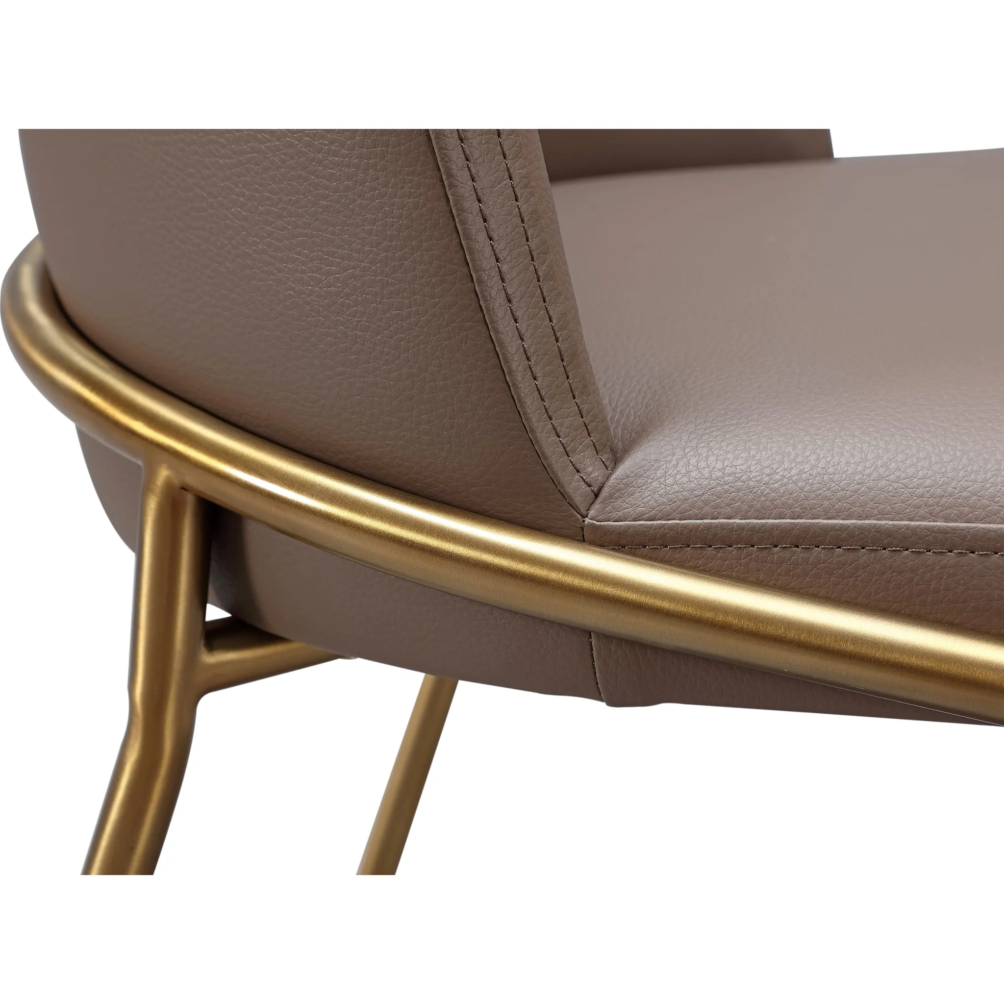 Doheny Leather Upholstered Metal Leg Dining Chair in Boots and Brass Modus