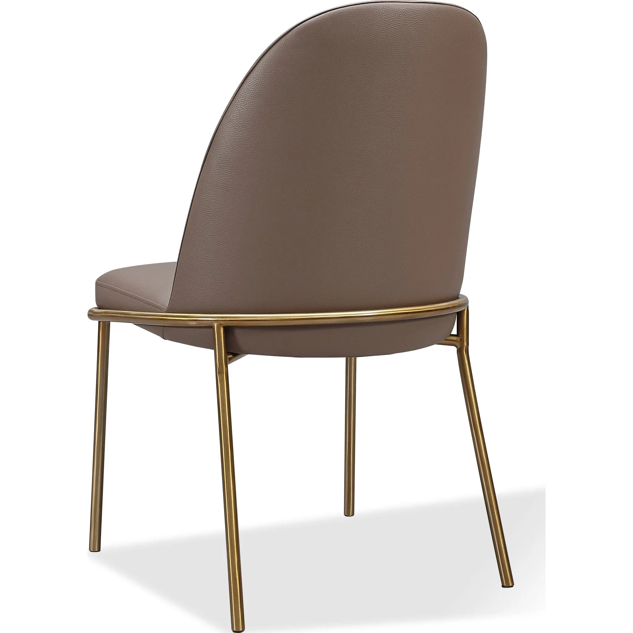 Doheny Leather Upholstered Metal Leg Dining Chair in Boots and Brass Modus