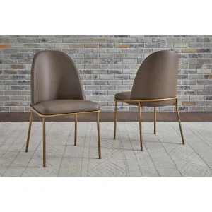 Doheny Leather Upholstered Metal Leg Dining Chair in Boots and Brass Modus