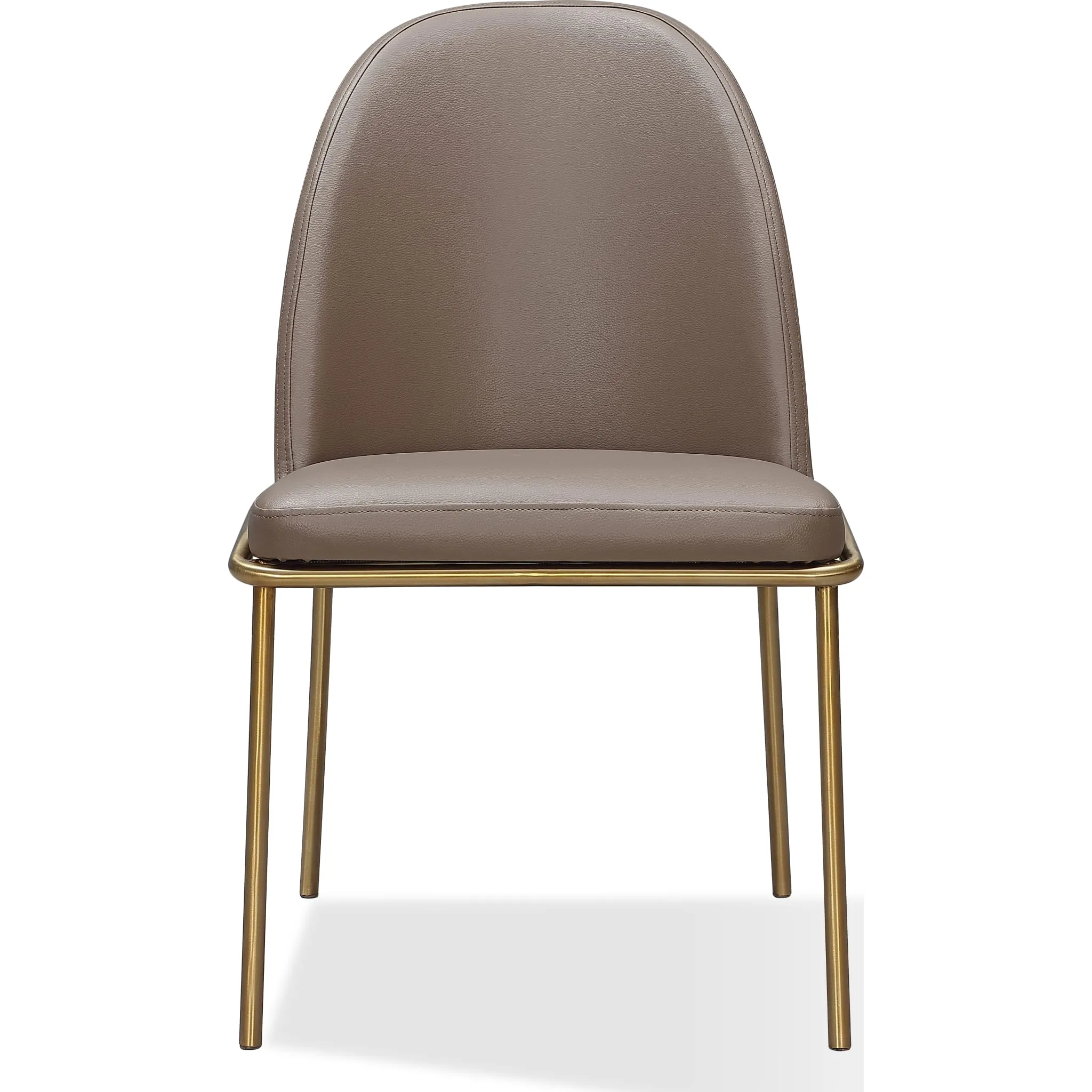 Doheny Leather Upholstered Metal Leg Dining Chair in Boots and Brass Modus