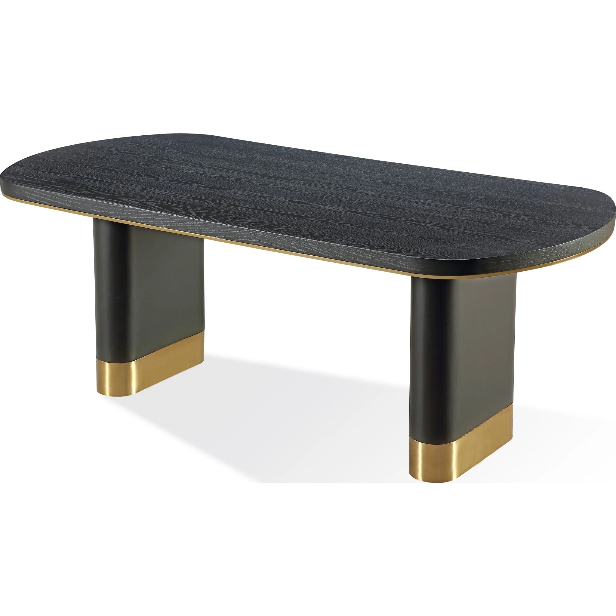 Doheny Wood and Metal Oval Dining Table in Black and Brass Modus
