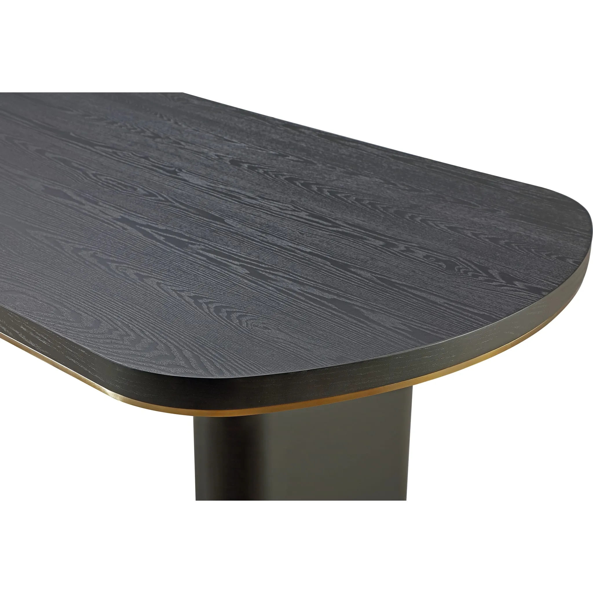 Doheny Wood and Metal Oval Dining Table in Black and Brass Modus