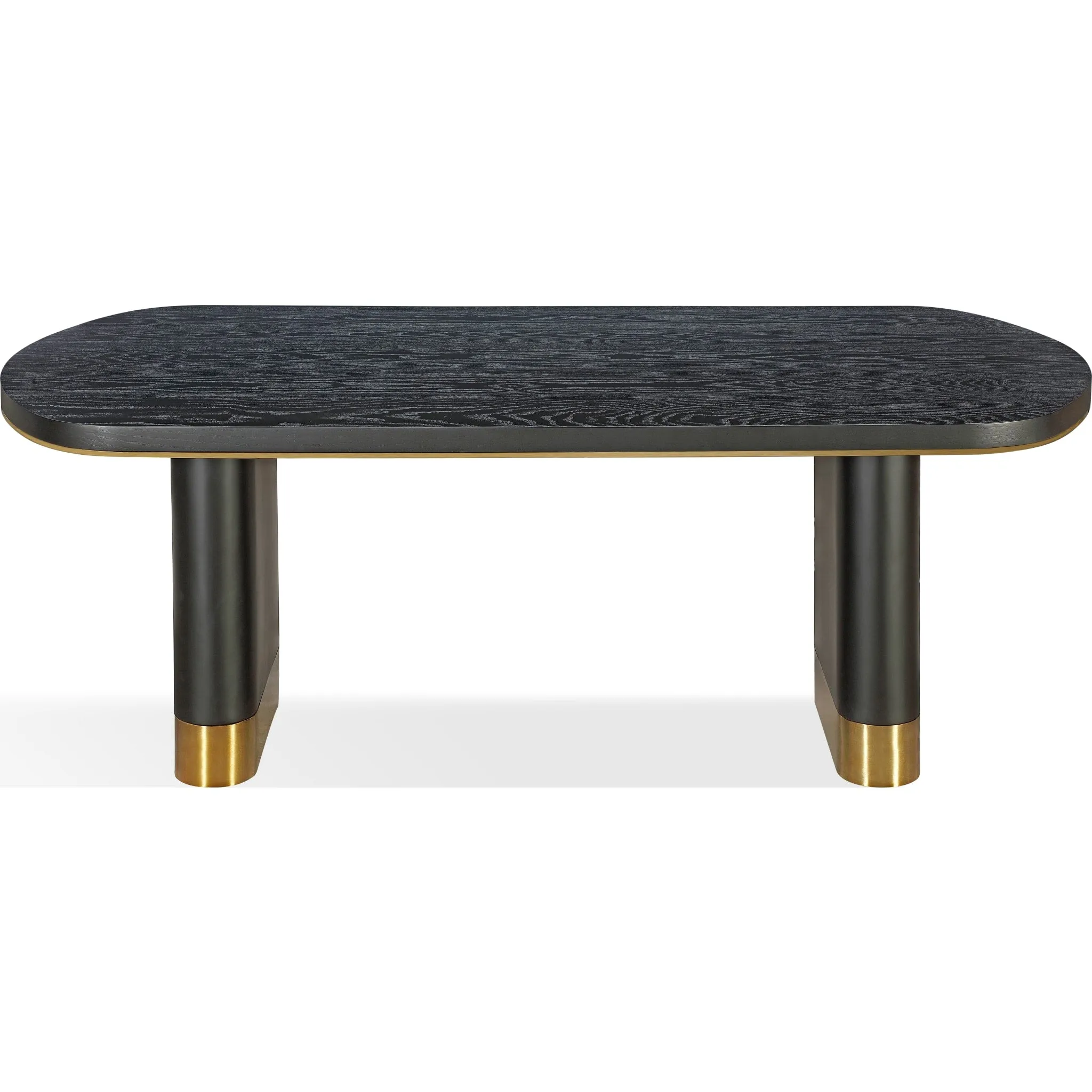 Doheny Wood and Metal Oval Dining Table in Black and Brass Modus