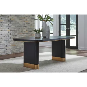 Doheny Wood and Metal Oval Dining Table in Black and Brass Modus