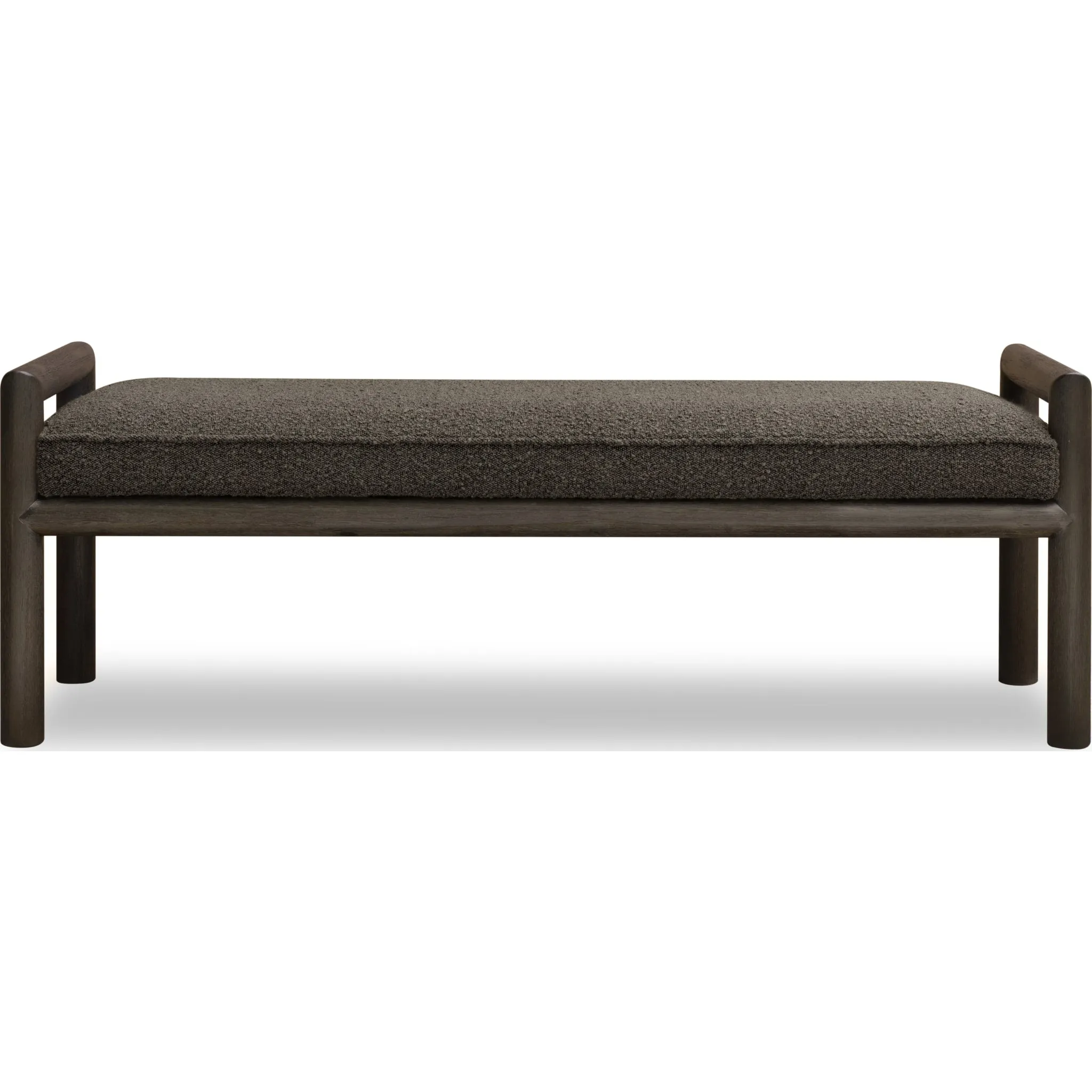 Dorsey Boucle Upholstered Wooden Bench in Basalt Grey and Pumpernickel Modus