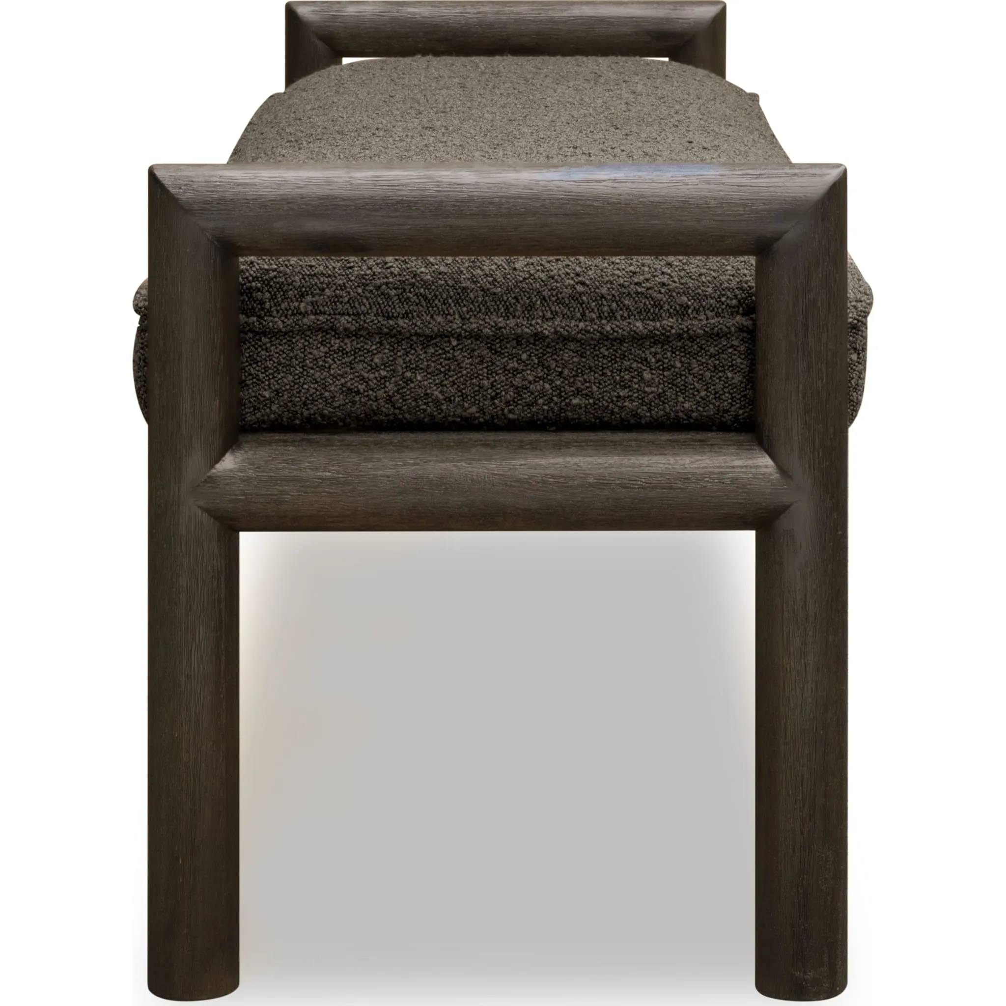 Dorsey Boucle Upholstered Wooden Bench in Basalt Grey and Pumpernickel Modus