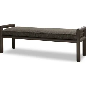Dorsey Boucle Upholstered Wooden Bench in Basalt Grey and Pumpernickel Modus