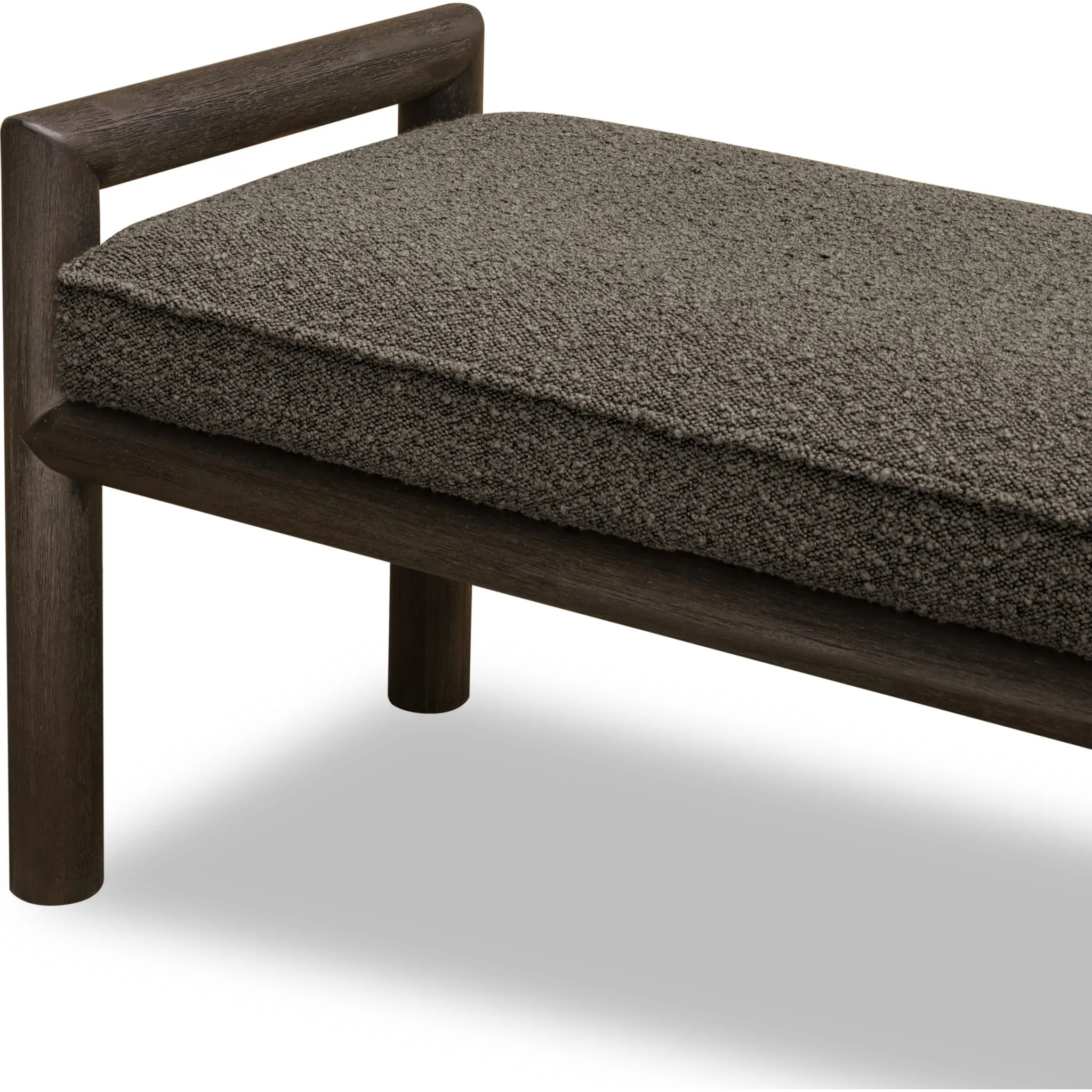 Dorsey Boucle Upholstered Wooden Bench in Basalt Grey and Pumpernickel Modus